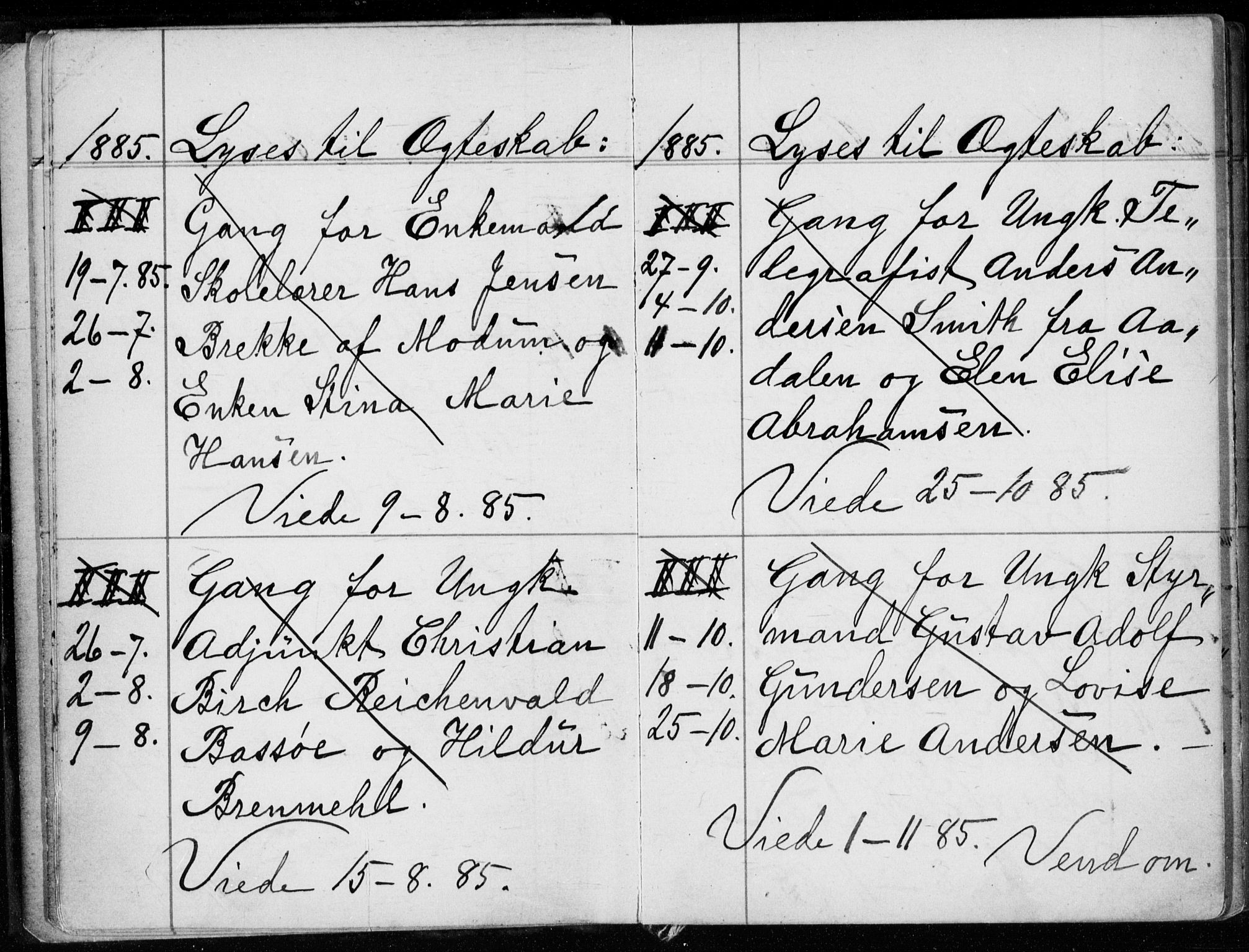 Strømsø kirkebøker, AV/SAKO-A-246/H/Ha/L0007: Lysningsprotokoll nr. 7, 1884-1896