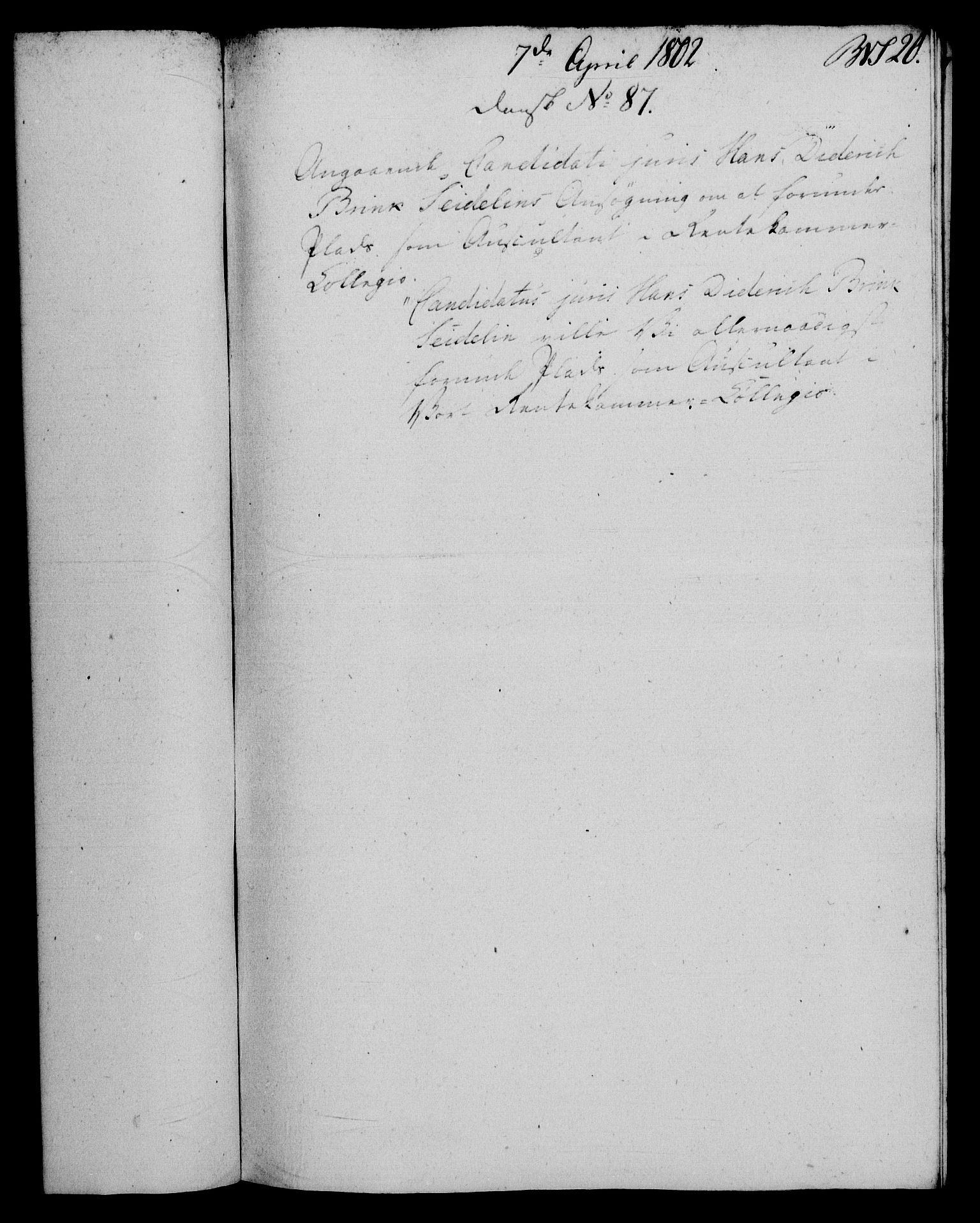 Rentekammeret, Renteskriverkontorene, AV/RA-EA-3115/M/Mf/Mfb/L0005: Relasjons- og resolusjonsprotokoll med register (merket RK 54.11), 1801-1802