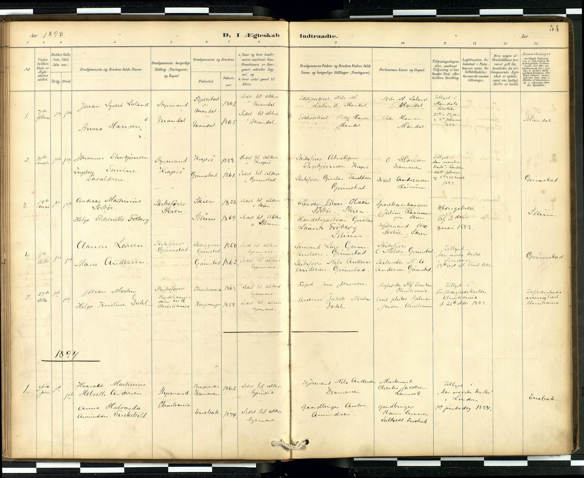 Den norske sjømannsmisjon i utlandet/London m/bistasjoner, AV/SAB-SAB/PA-0103/H/Ha/L0002: Ministerialbok nr. A 2, 1887-1903, s. 53b-54a