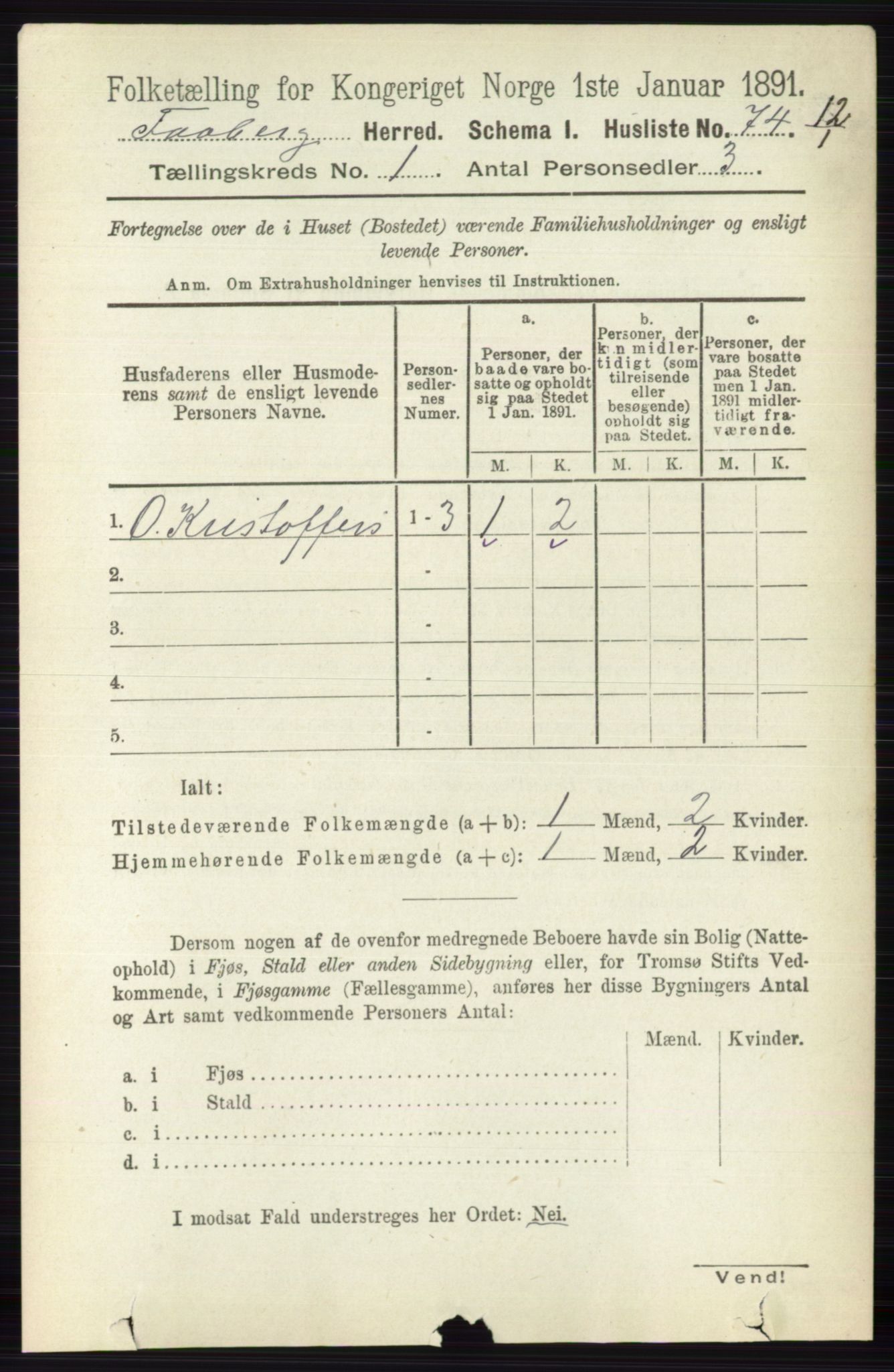 RA, Folketelling 1891 for 0524 Fåberg herred, 1891, s. 111