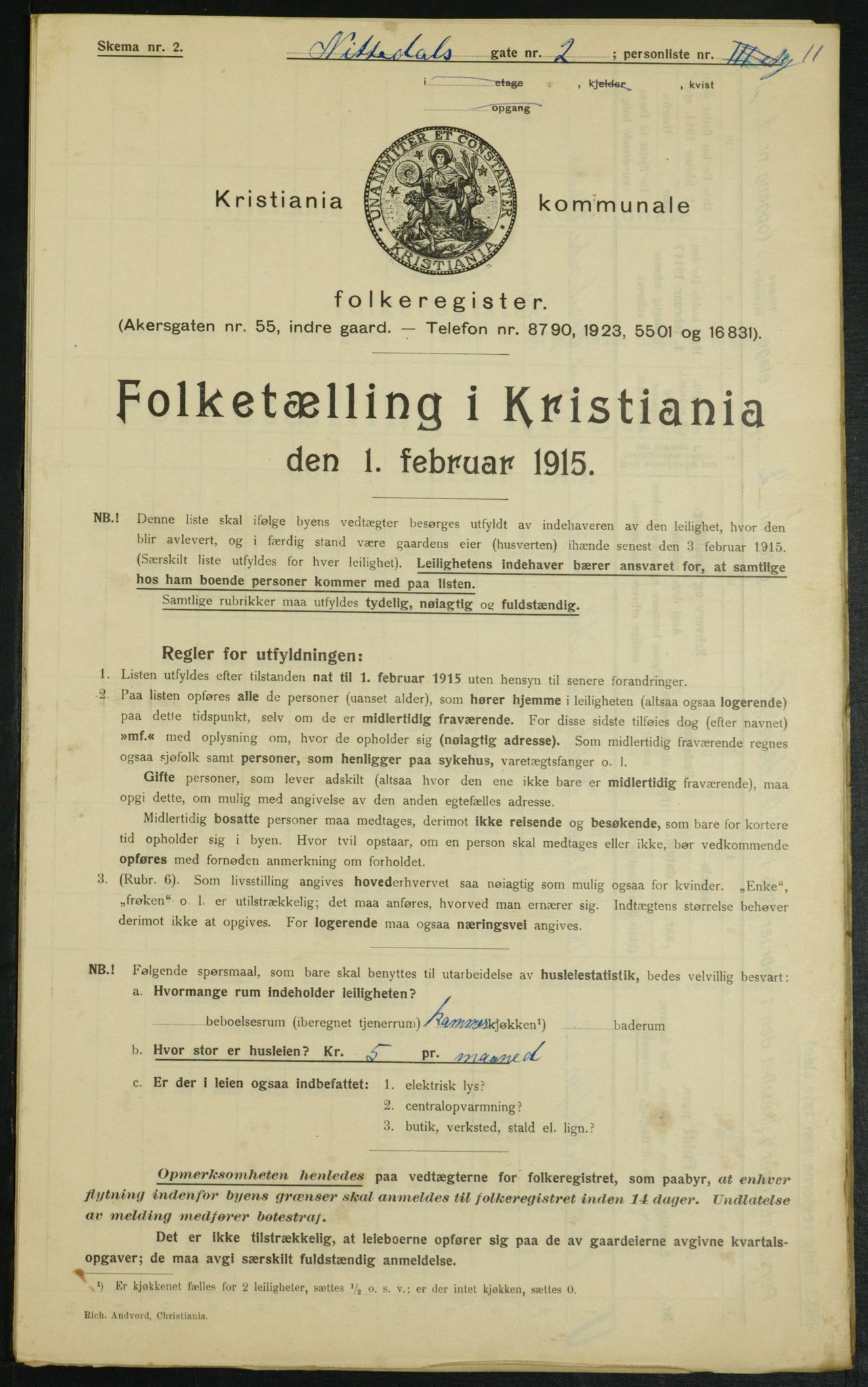 OBA, Kommunal folketelling 1.2.1915 for Kristiania, 1915, s. 70648