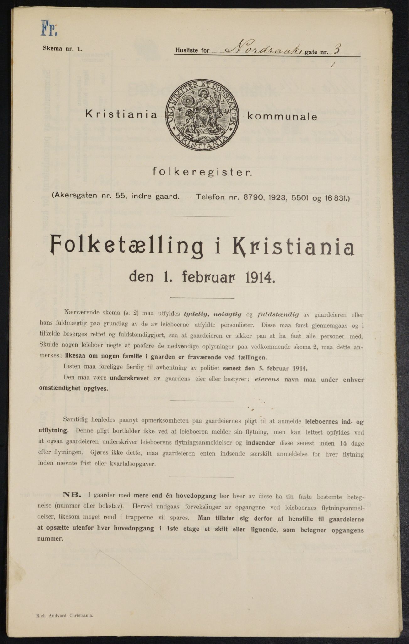 OBA, Kommunal folketelling 1.2.1914 for Kristiania, 1914, s. 73361