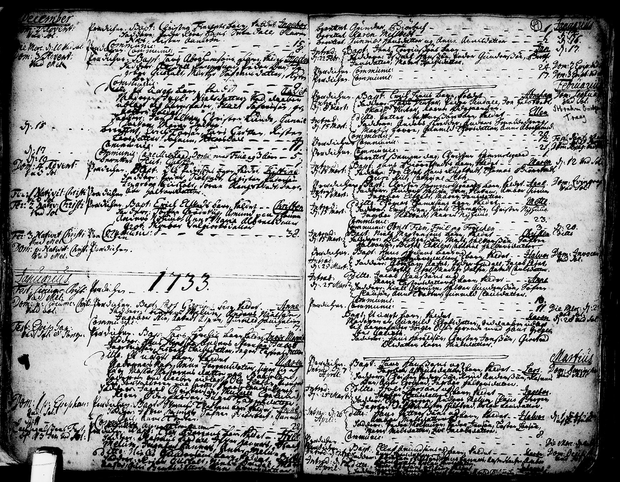 Solum kirkebøker, AV/SAKO-A-306/F/Fa/L0002: Ministerialbok nr. I 2, 1713-1761, s. 49