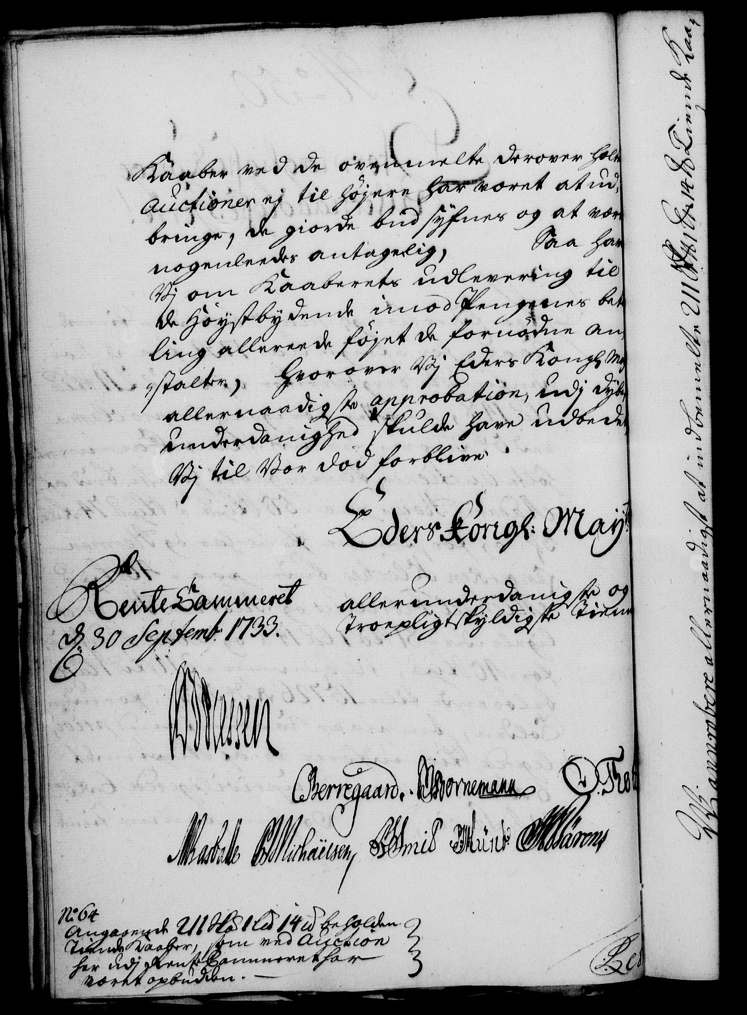 Rentekammeret, Kammerkanselliet, RA/EA-3111/G/Gf/Gfa/L0016: Norsk relasjons- og resolusjonsprotokoll (merket RK 52.16), 1733, s. 311