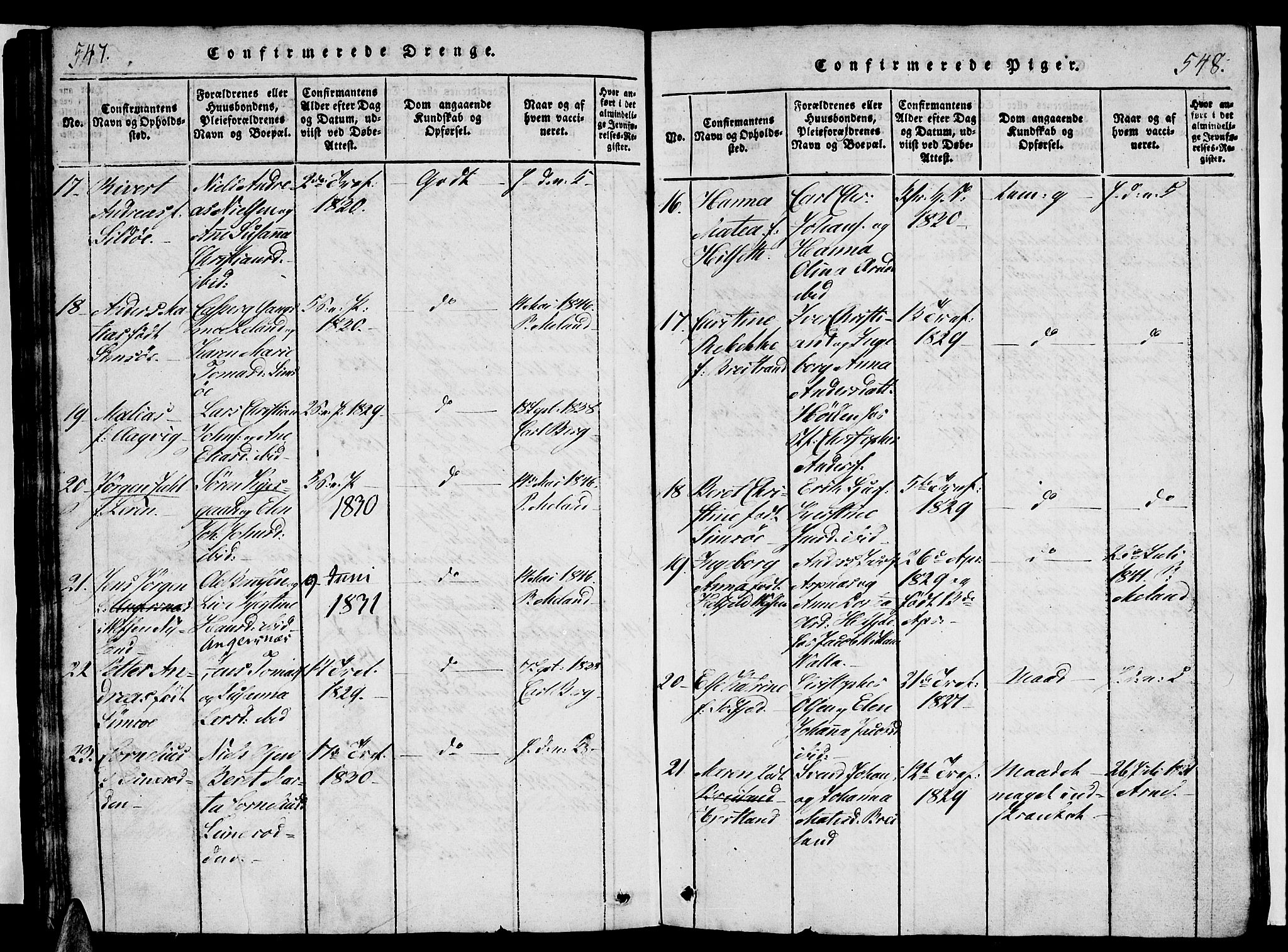 Ministerialprotokoller, klokkerbøker og fødselsregistre - Nordland, AV/SAT-A-1459/834/L0510: Klokkerbok nr. 834C01, 1820-1847, s. 547-548