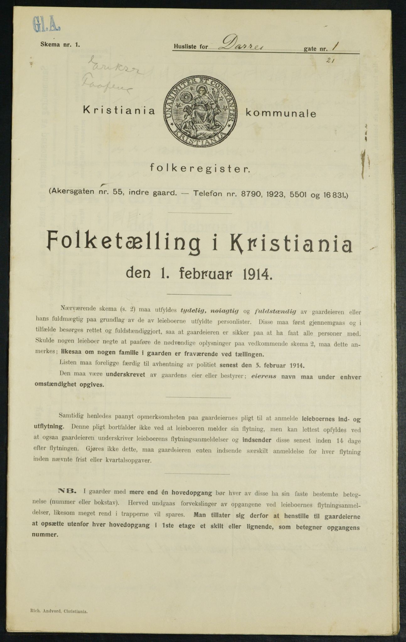 OBA, Kommunal folketelling 1.2.1914 for Kristiania, 1914, s. 15478