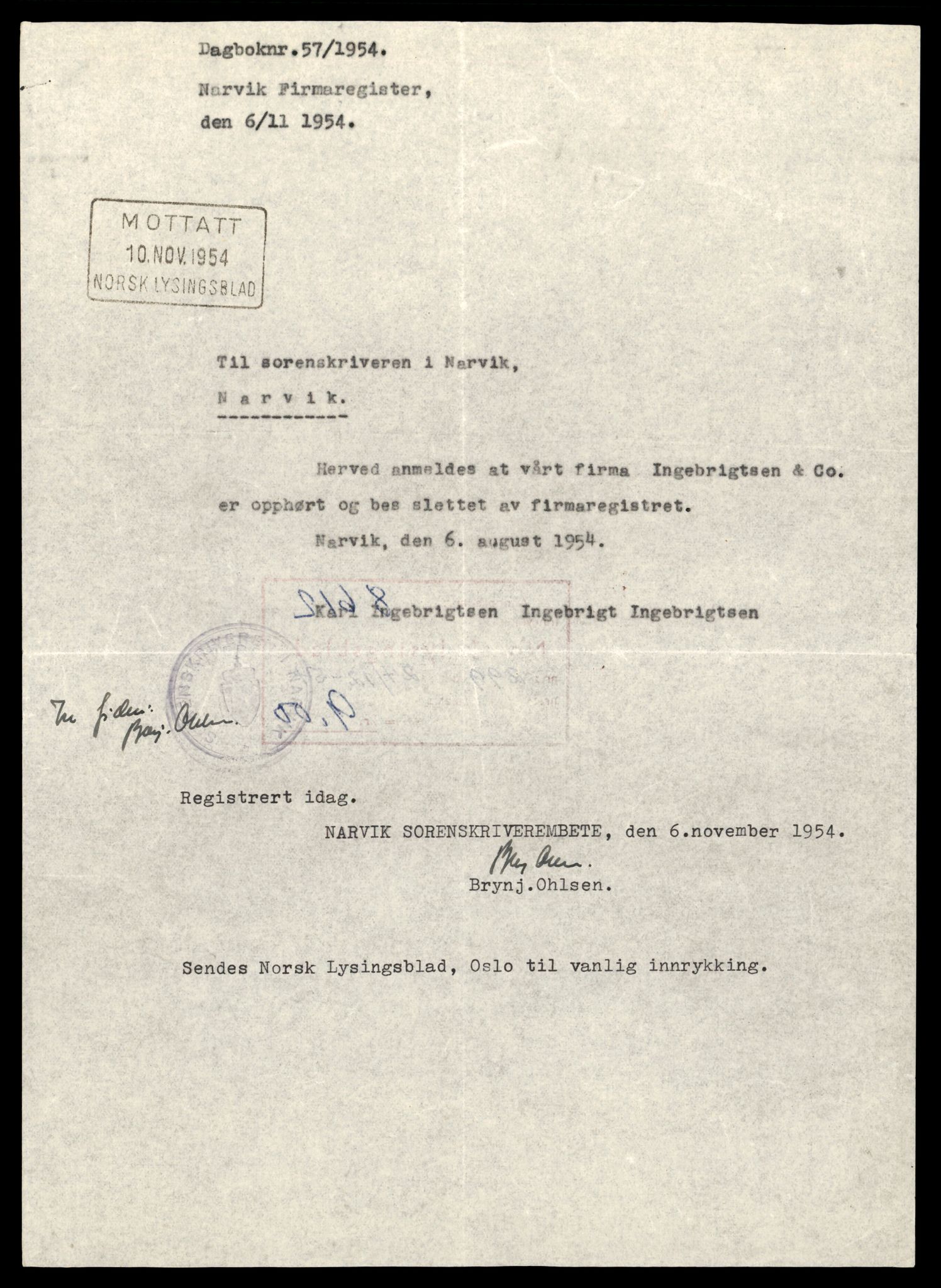 Narvik sorenskriveri, SAT/A-0002/2/J/Jd/Jdb/L0012: Enkeltmannsforetak, I - O, 1920-1990, s. 1