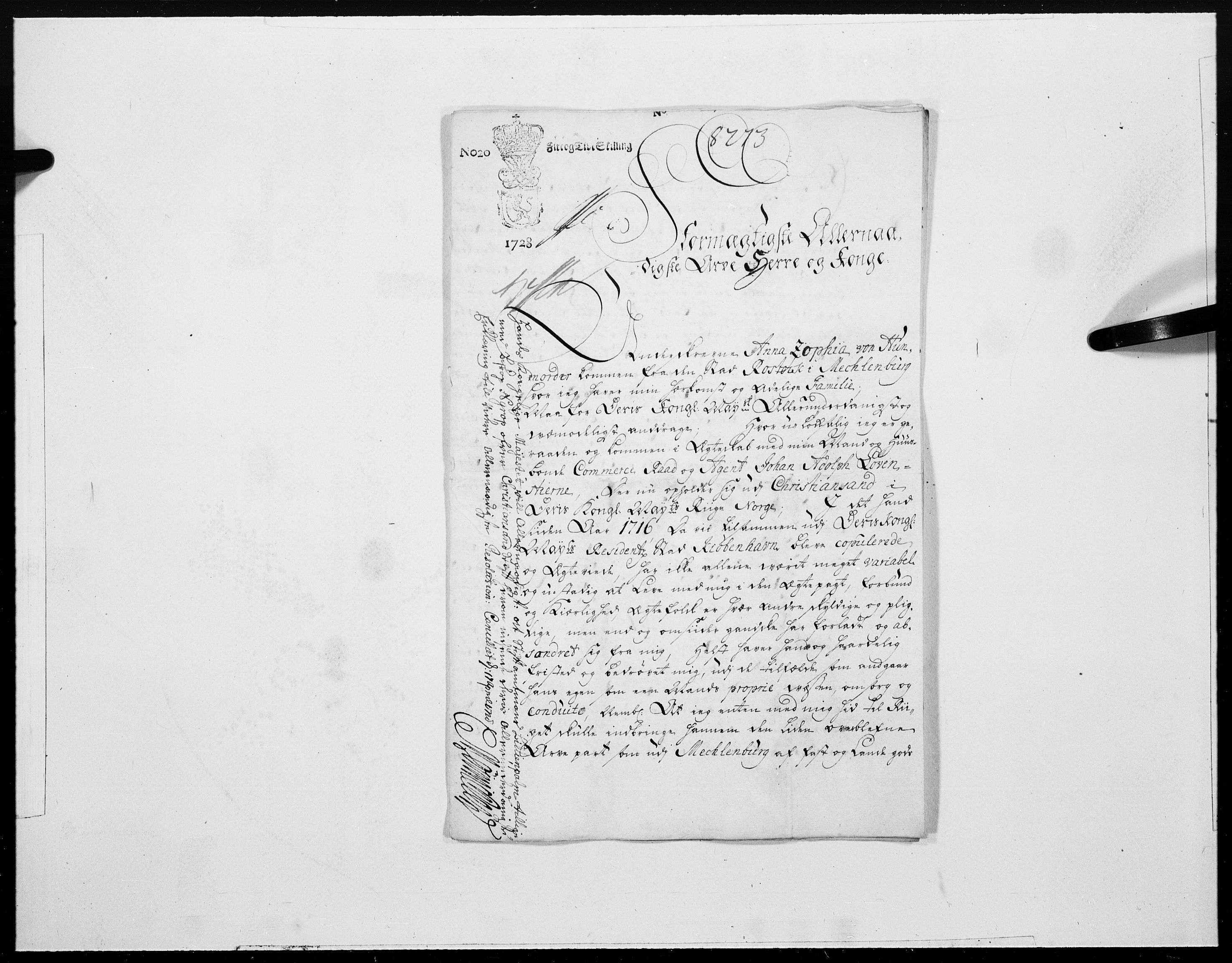 Danske Kanselli 1572-1799, AV/RA-EA-3023/F/Fc/Fcc/Fcca/L0102: Norske innlegg 1572-1799, 1728, s. 592