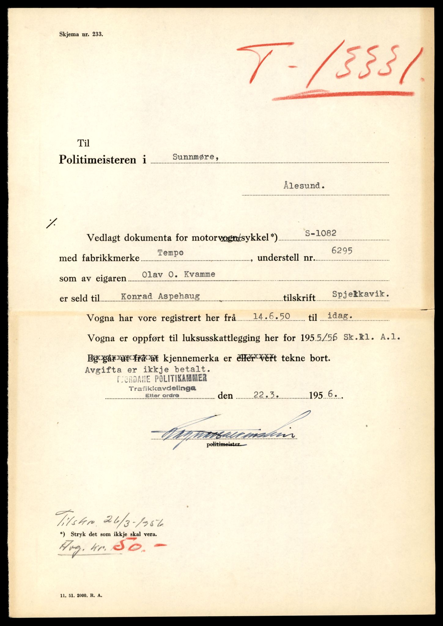 Møre og Romsdal vegkontor - Ålesund trafikkstasjon, AV/SAT-A-4099/F/Fe/L0038: Registreringskort for kjøretøy T 13180 - T 13360, 1927-1998, s. 2541