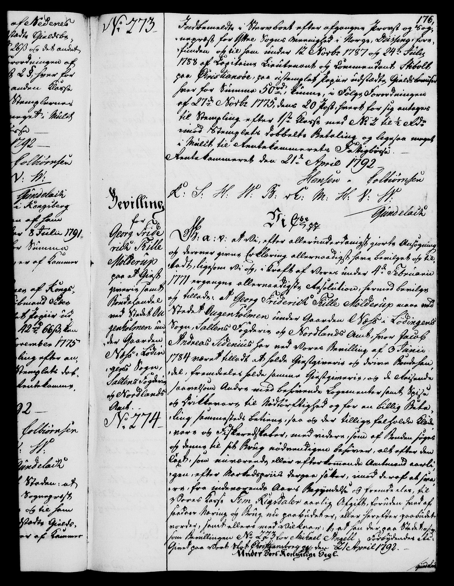 Rentekammeret, Kammerkanselliet, AV/RA-EA-3111/G/Gg/Gga/L0015: Norsk ekspedisjonsprotokoll med register (merket RK 53.15), 1790-1791, s. 176