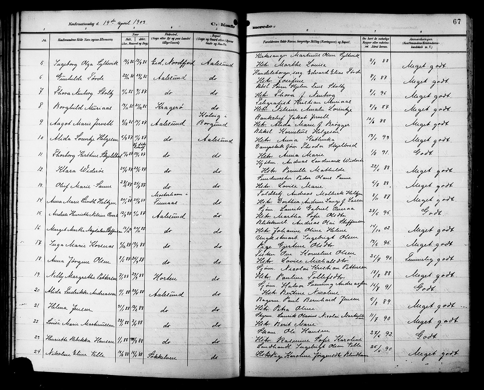 Ministerialprotokoller, klokkerbøker og fødselsregistre - Møre og Romsdal, AV/SAT-A-1454/529/L0469: Klokkerbok nr. 529C06, 1898-1906, s. 67