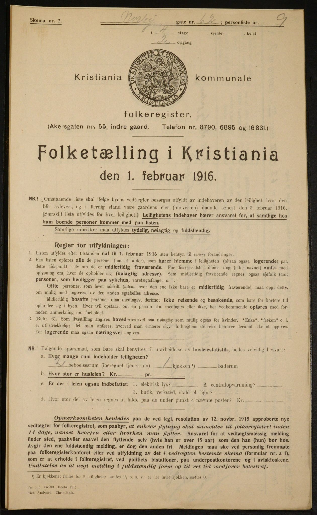 OBA, Kommunal folketelling 1.2.1916 for Kristiania, 1916, s. 73887