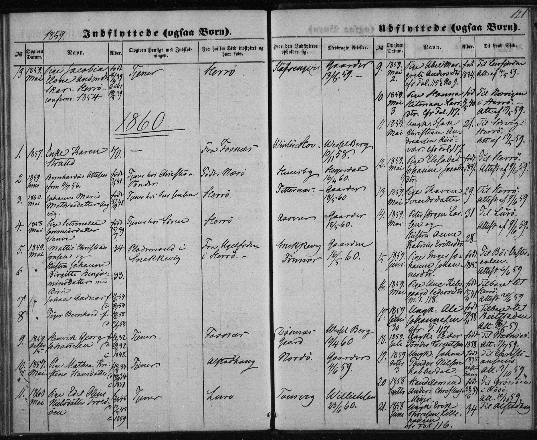 Ministerialprotokoller, klokkerbøker og fødselsregistre - Nordland, AV/SAT-A-1459/835/L0523: Ministerialbok nr. 835A01, 1855-1865, s. 121