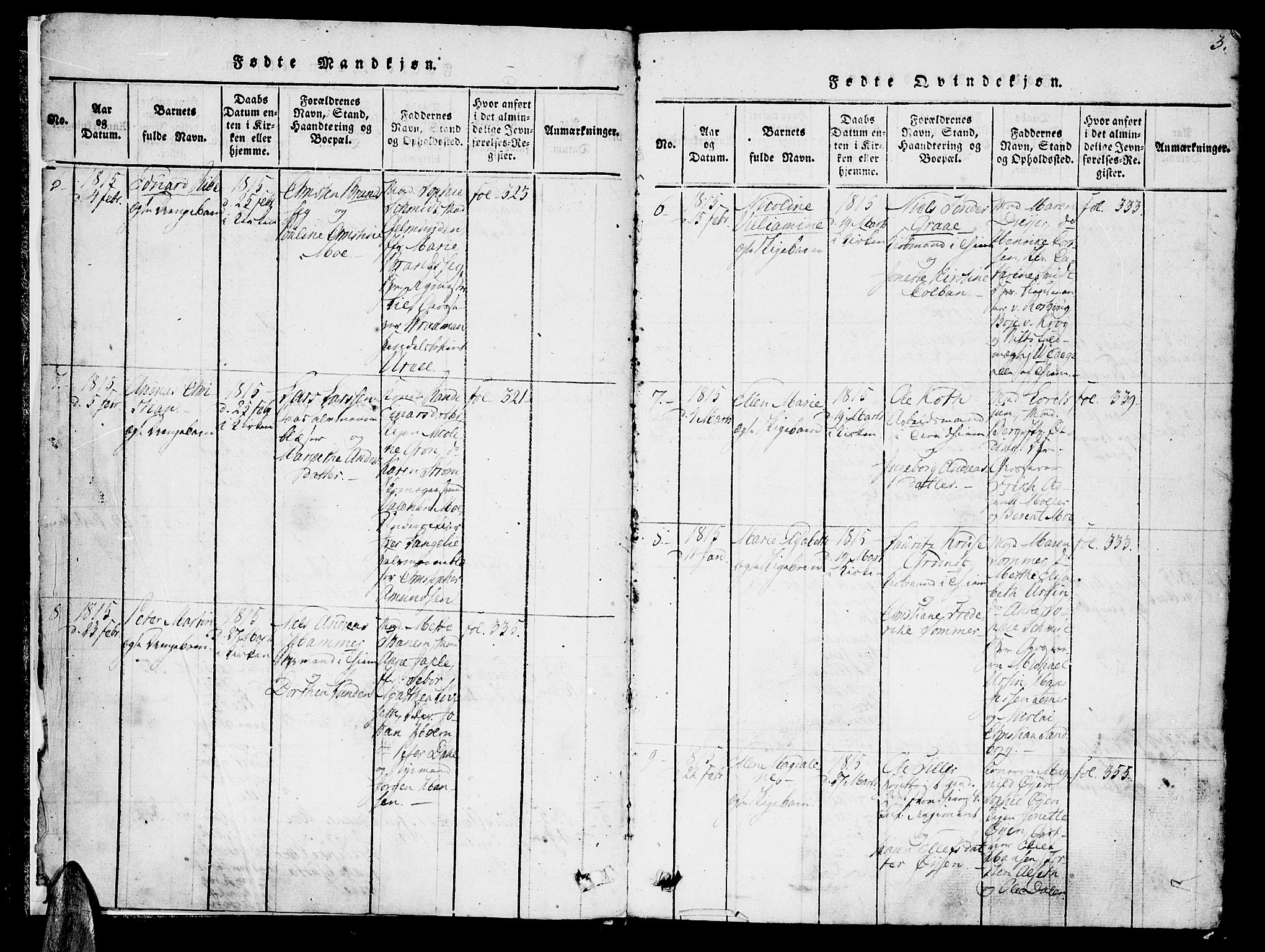 Ministerialprotokoller, klokkerbøker og fødselsregistre - Sør-Trøndelag, AV/SAT-A-1456/602/L0135: Klokkerbok nr. 602C03, 1815-1832, s. 3