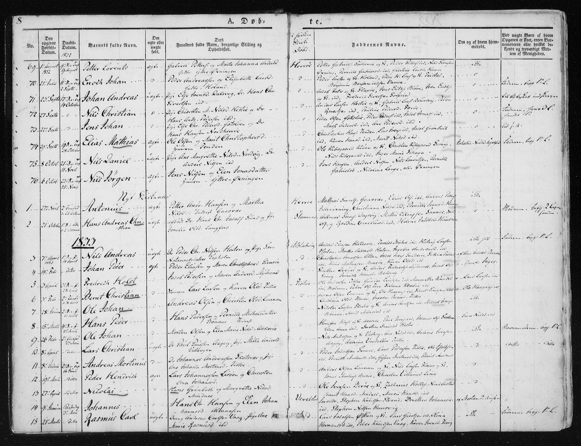 Ministerialprotokoller, klokkerbøker og fødselsregistre - Nordland, AV/SAT-A-1459/830/L0446: Ministerialbok nr. 830A10, 1831-1865, s. 8