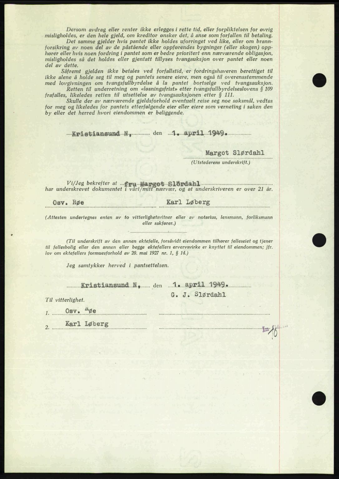 Kristiansund byfogd, AV/SAT-A-4587/A/27: Pantebok nr. 45, 1948-1949, Dagboknr: 649/1949