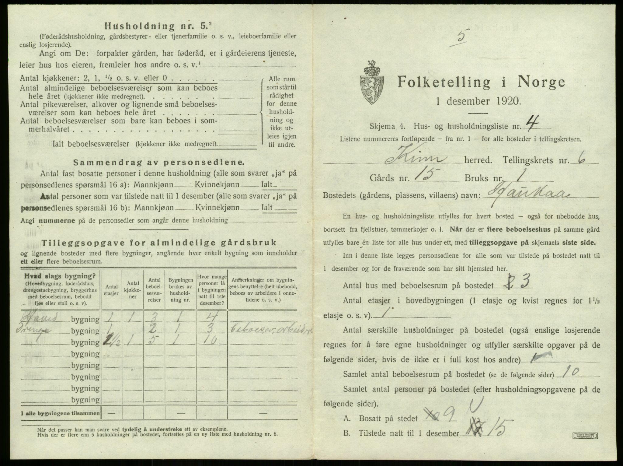 SAB, Folketelling 1920 for 1437 Kinn herred, 1920, s. 267