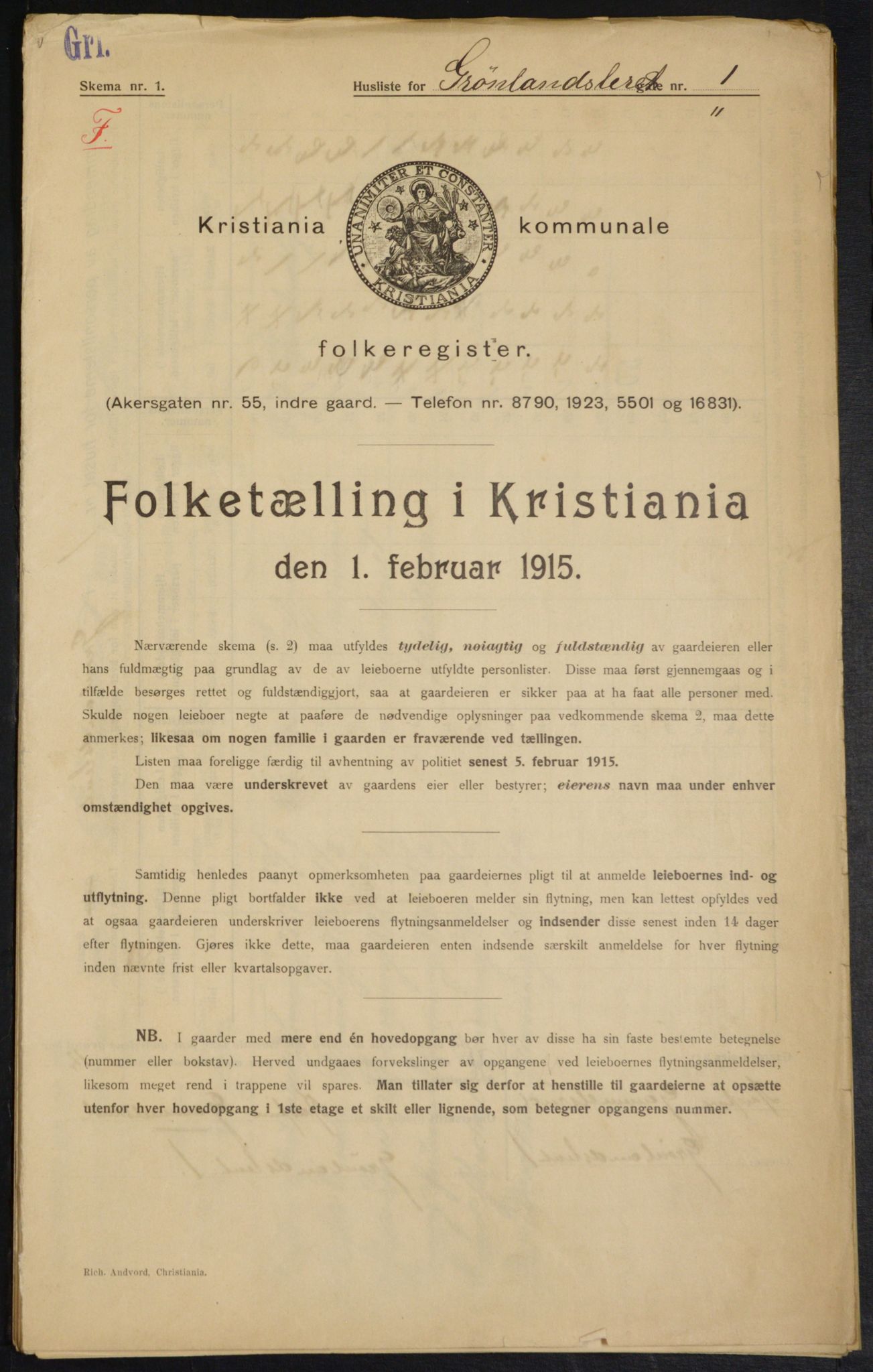 OBA, Kommunal folketelling 1.2.1915 for Kristiania, 1915, s. 31162