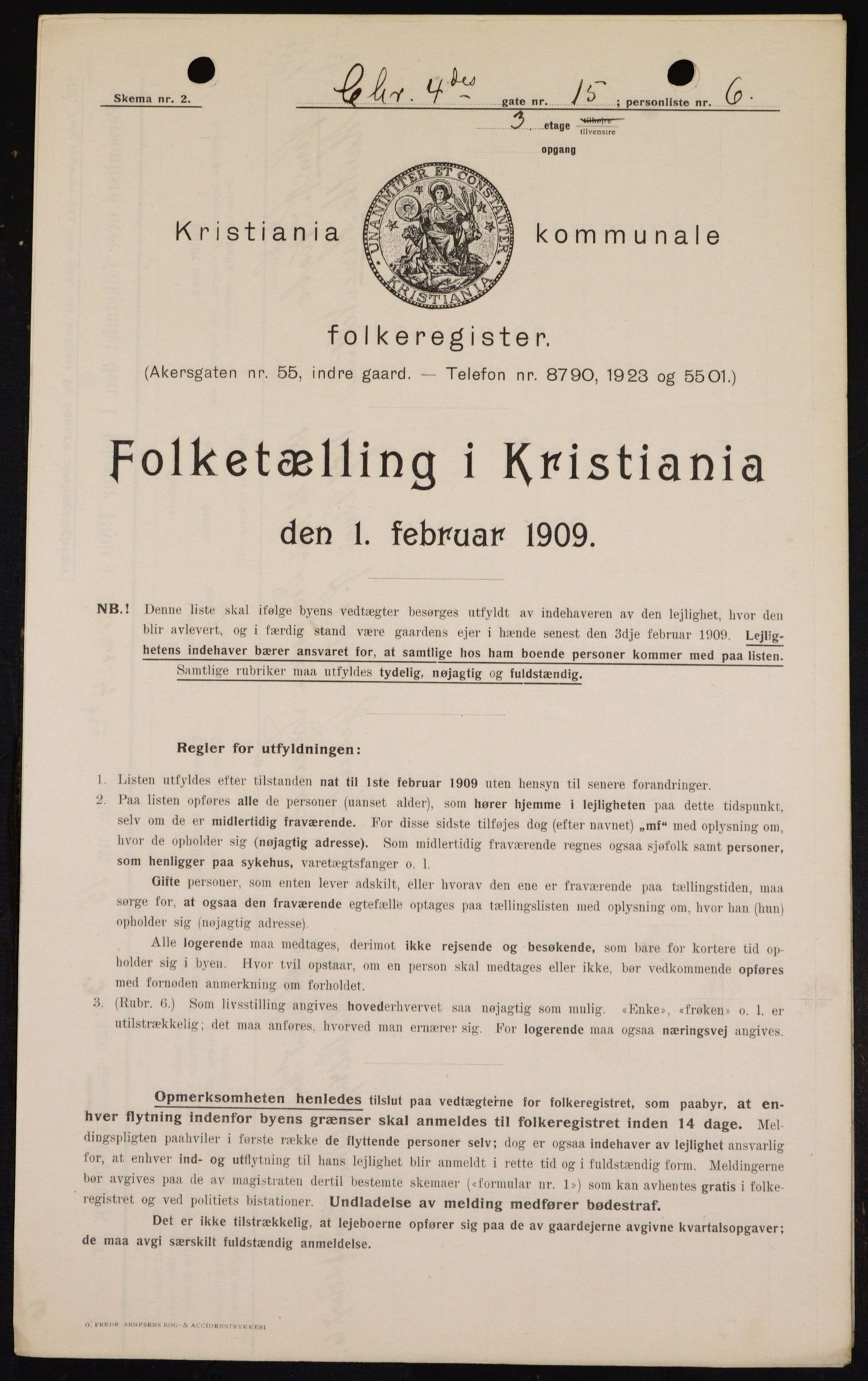 OBA, Kommunal folketelling 1.2.1909 for Kristiania kjøpstad, 1909, s. 49702