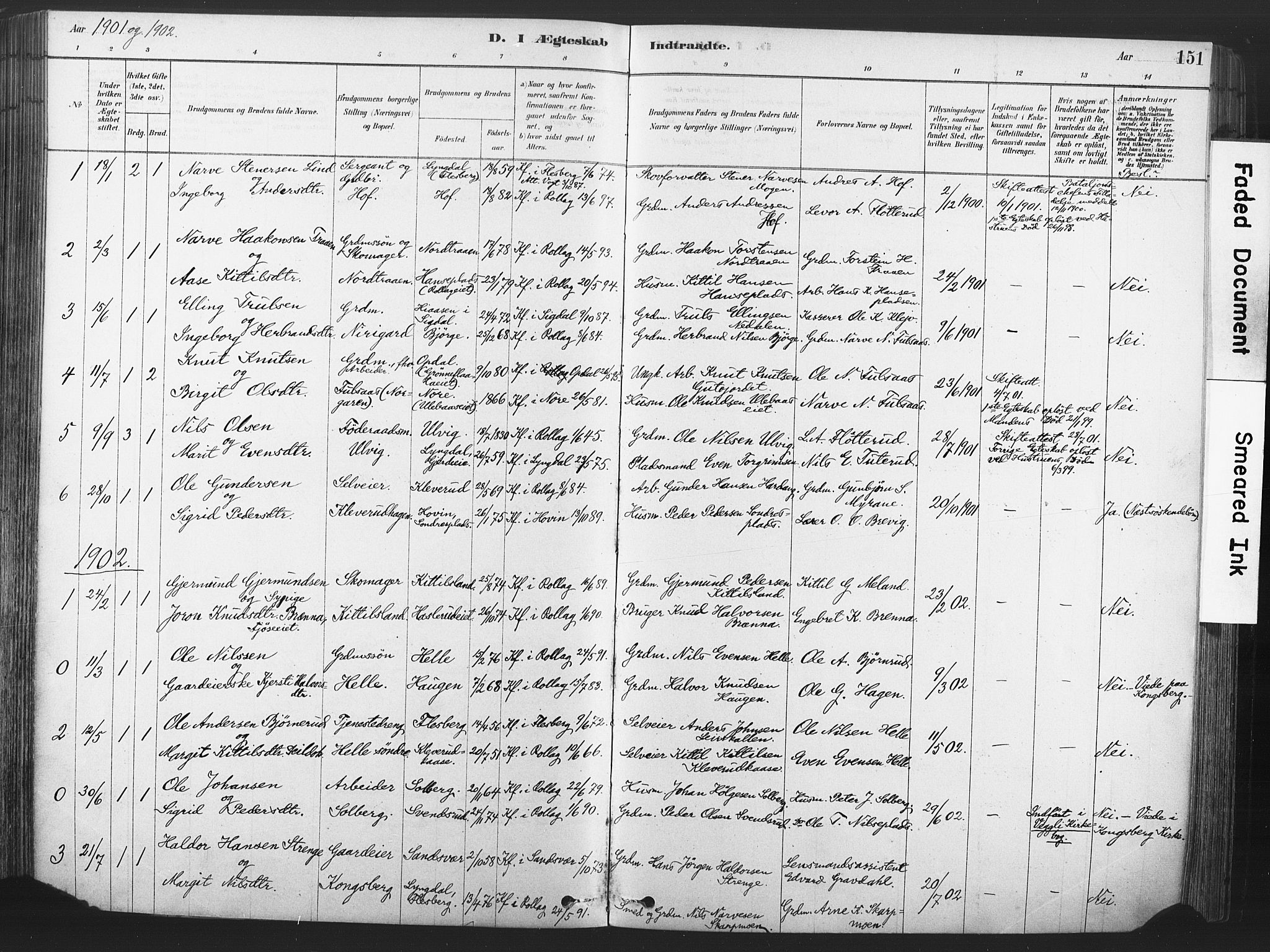 Rollag kirkebøker, AV/SAKO-A-240/F/Fa/L0011: Ministerialbok nr. I 11, 1878-1902, s. 151