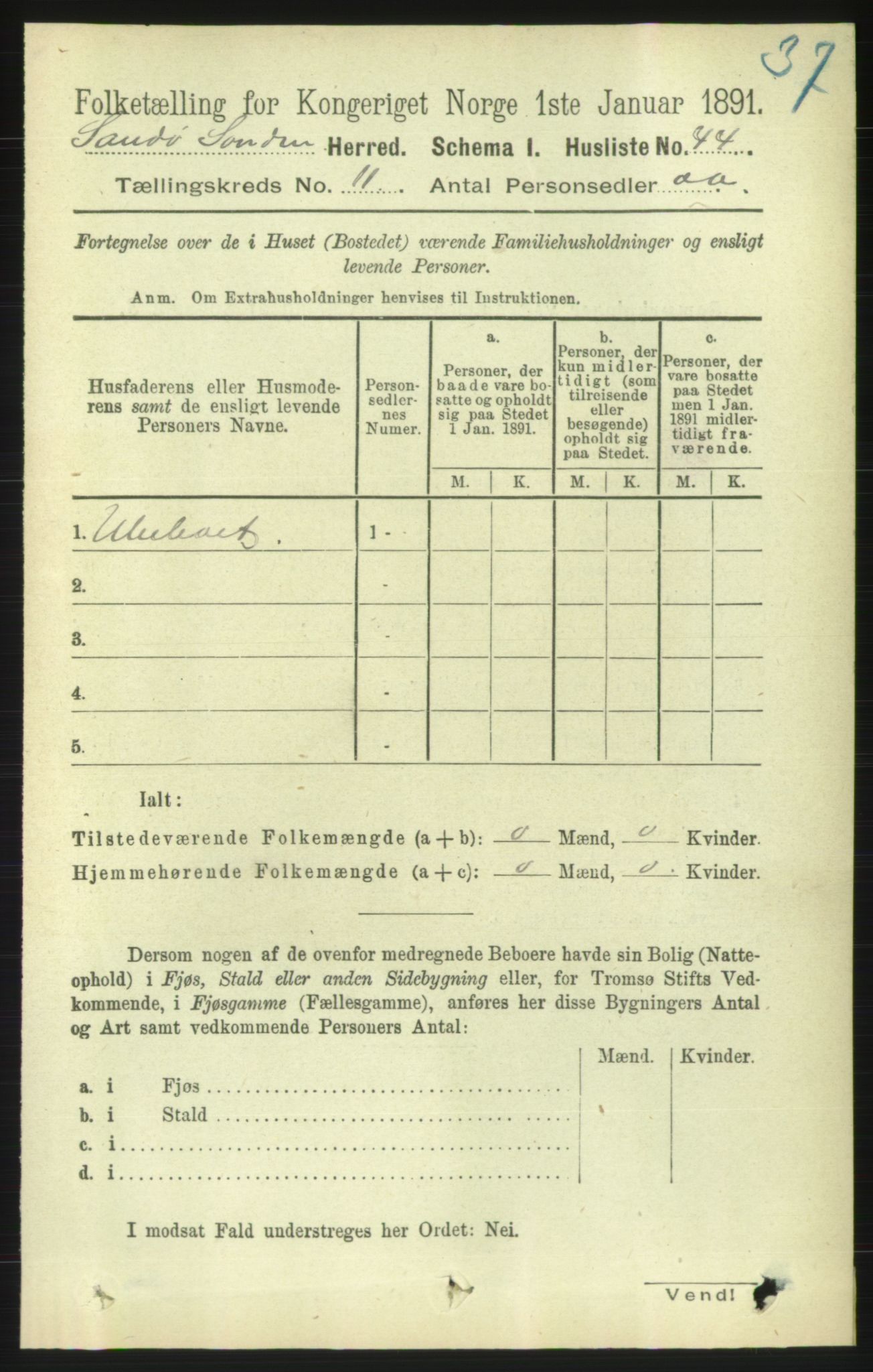 RA, Folketelling 1891 for 1514 Sande herred, 1891, s. 1962