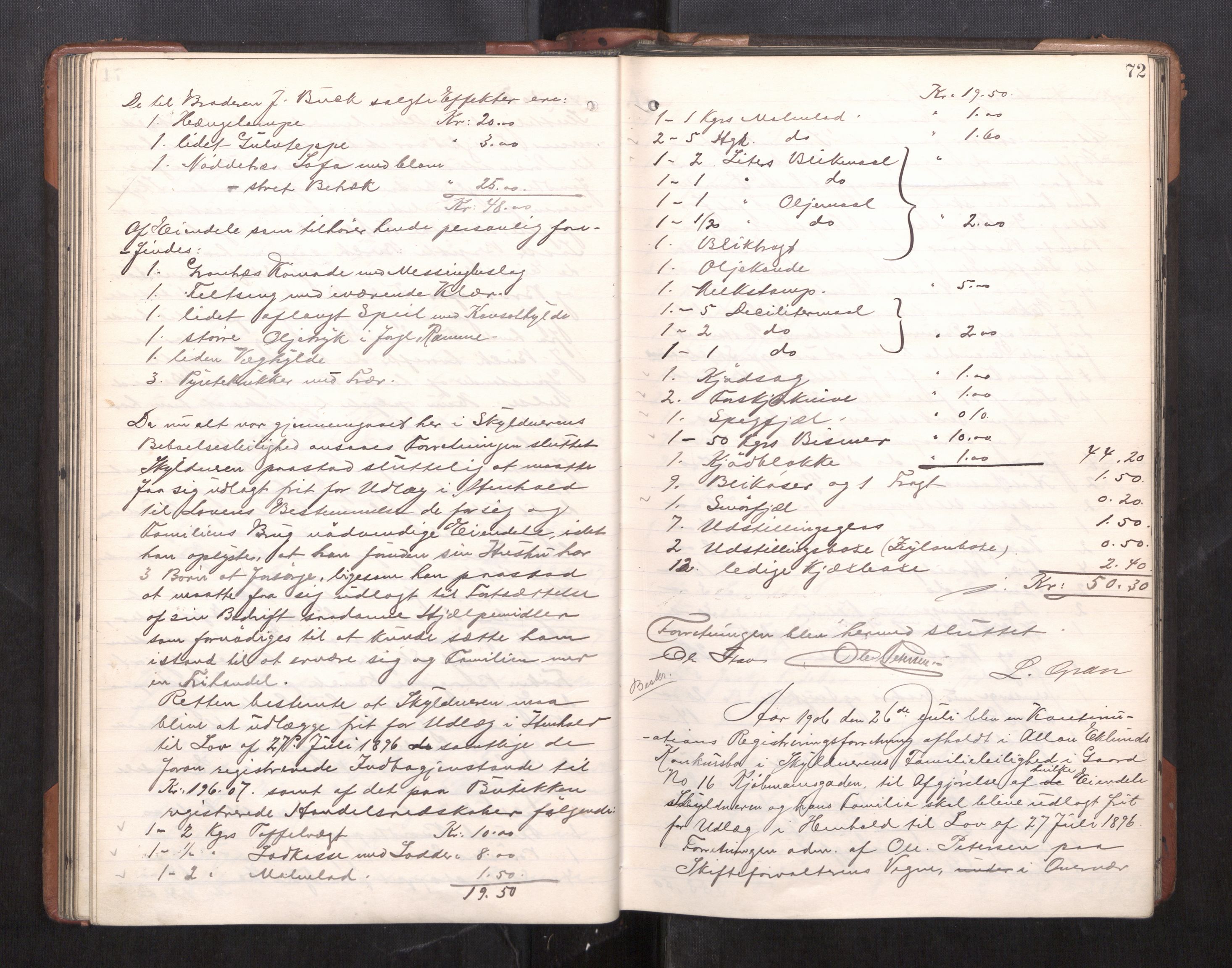 Trondheim byfogd, AV/SAT-A-0003/1/3/3C/L0025: Skifteregistreringsprotokoll - 24/1-14/7. (u/ register), 1906-1909, s. 72