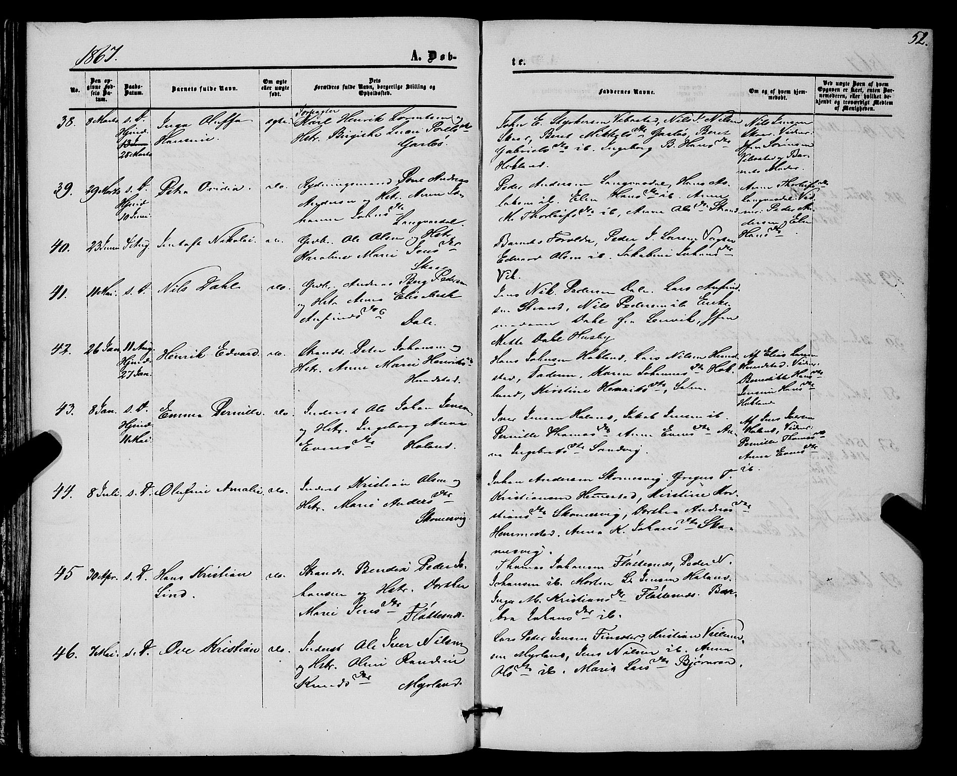Kvæfjord sokneprestkontor, AV/SATØ-S-1323/G/Ga/Gaa/L0004kirke: Ministerialbok nr. 4, 1857-1877, s. 52