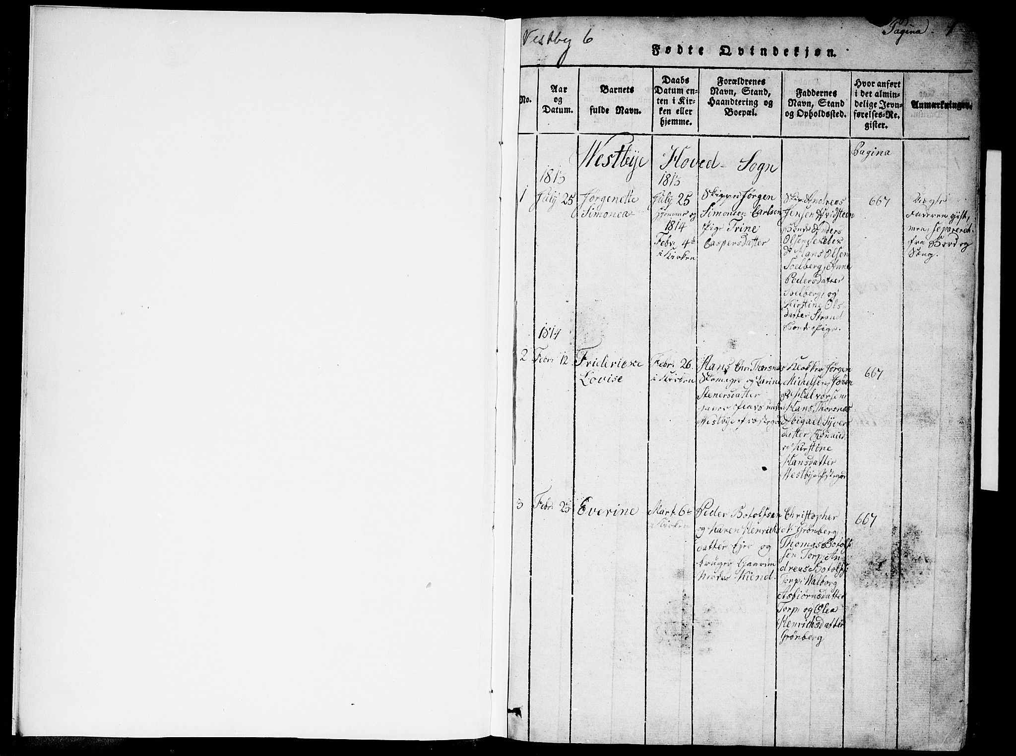 Vestby prestekontor Kirkebøker, SAO/A-10893/F/Fa/L0005: Ministerialbok nr. I 5, 1814-1827, s. 1