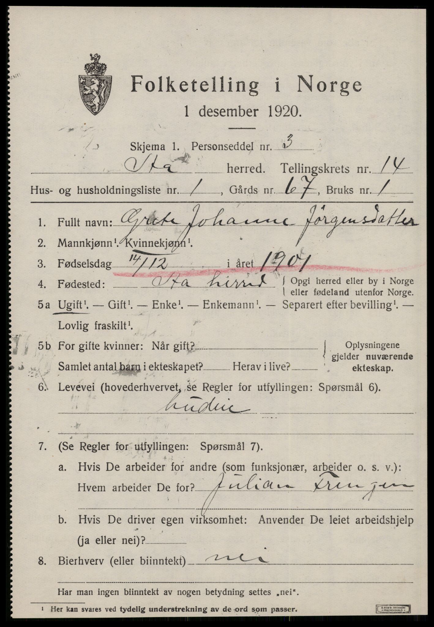 SAT, Folketelling 1920 for 1630 Å herred, 1920, s. 5974