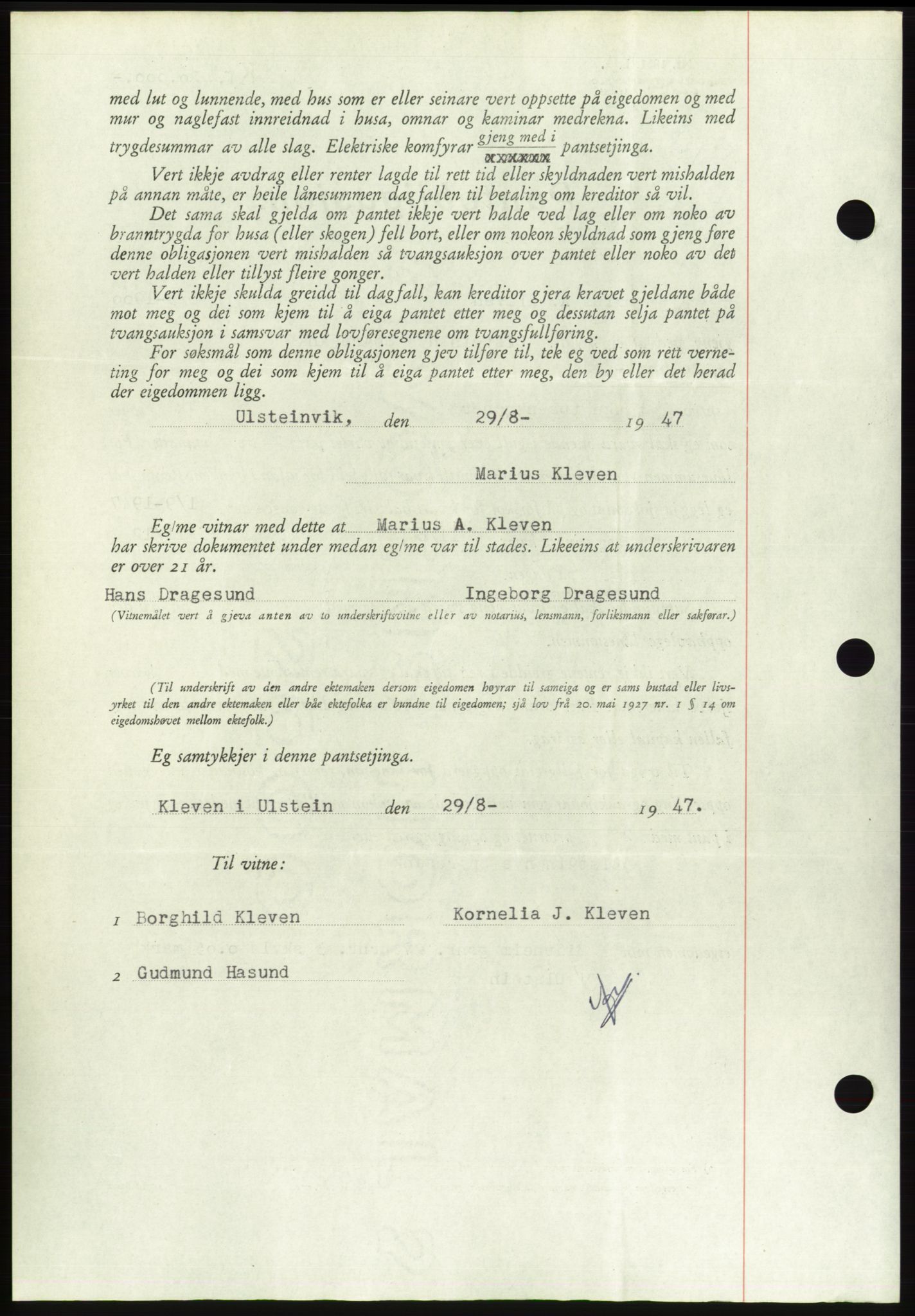 Søre Sunnmøre sorenskriveri, AV/SAT-A-4122/1/2/2C/L0115: Pantebok nr. 3B, 1947-1948, Dagboknr: 1299/1947