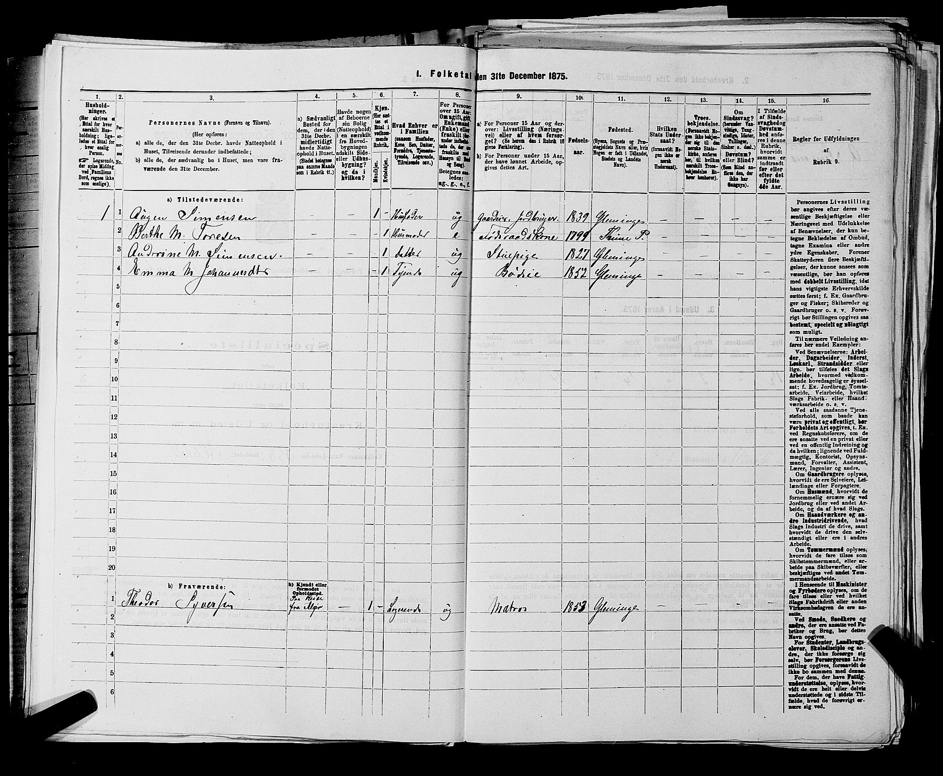 RA, Folketelling 1875 for 0132L Fredrikstad prestegjeld, Glemmen sokn, 1875, s. 113