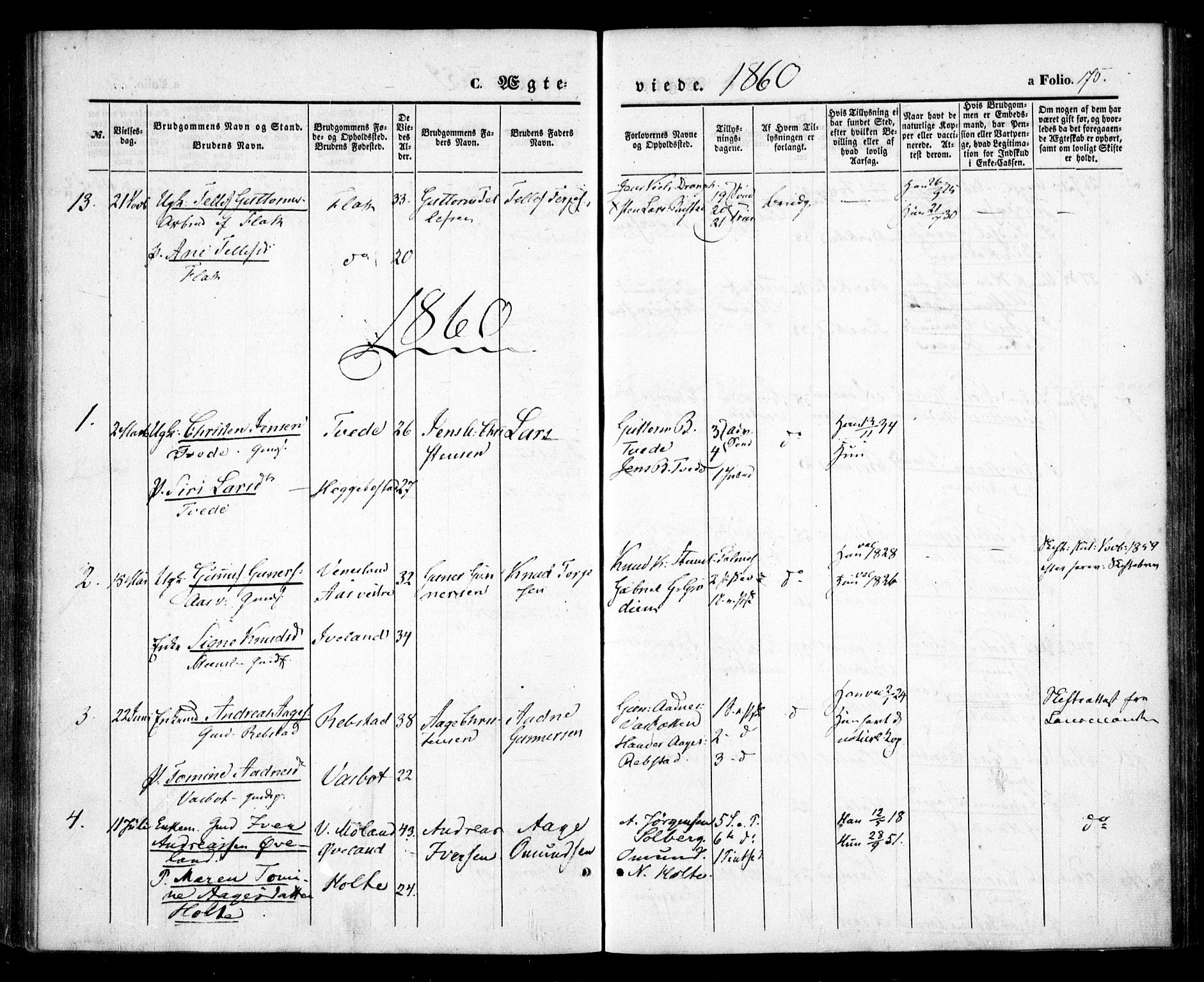 Birkenes sokneprestkontor, SAK/1111-0004/F/Fa/L0003: Ministerialbok nr. A 3, 1850-1866, s. 175