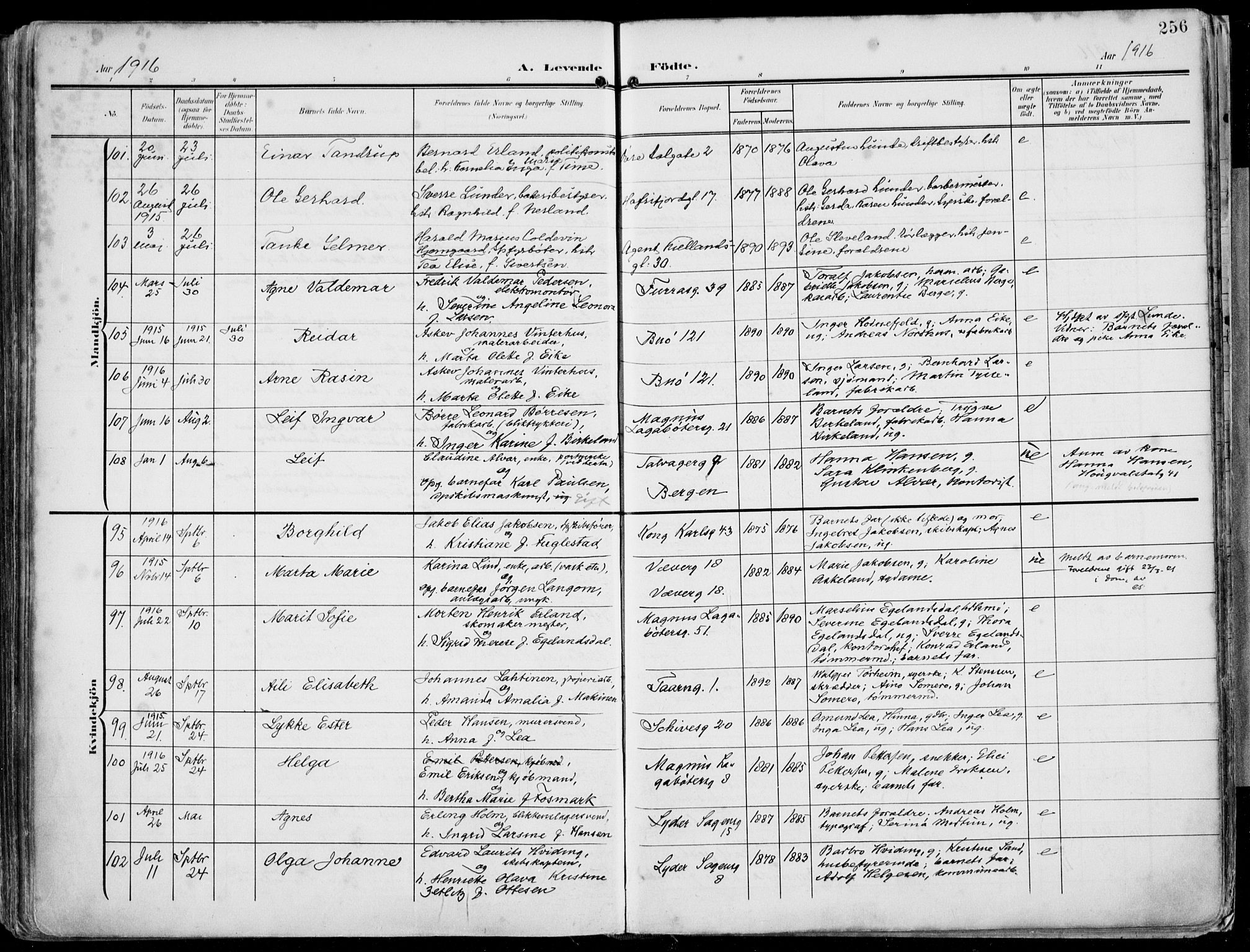 St. Petri sokneprestkontor, AV/SAST-A-101813/002/A/L0005: Ministerialbok nr. A 23, 1902-1918, s. 256