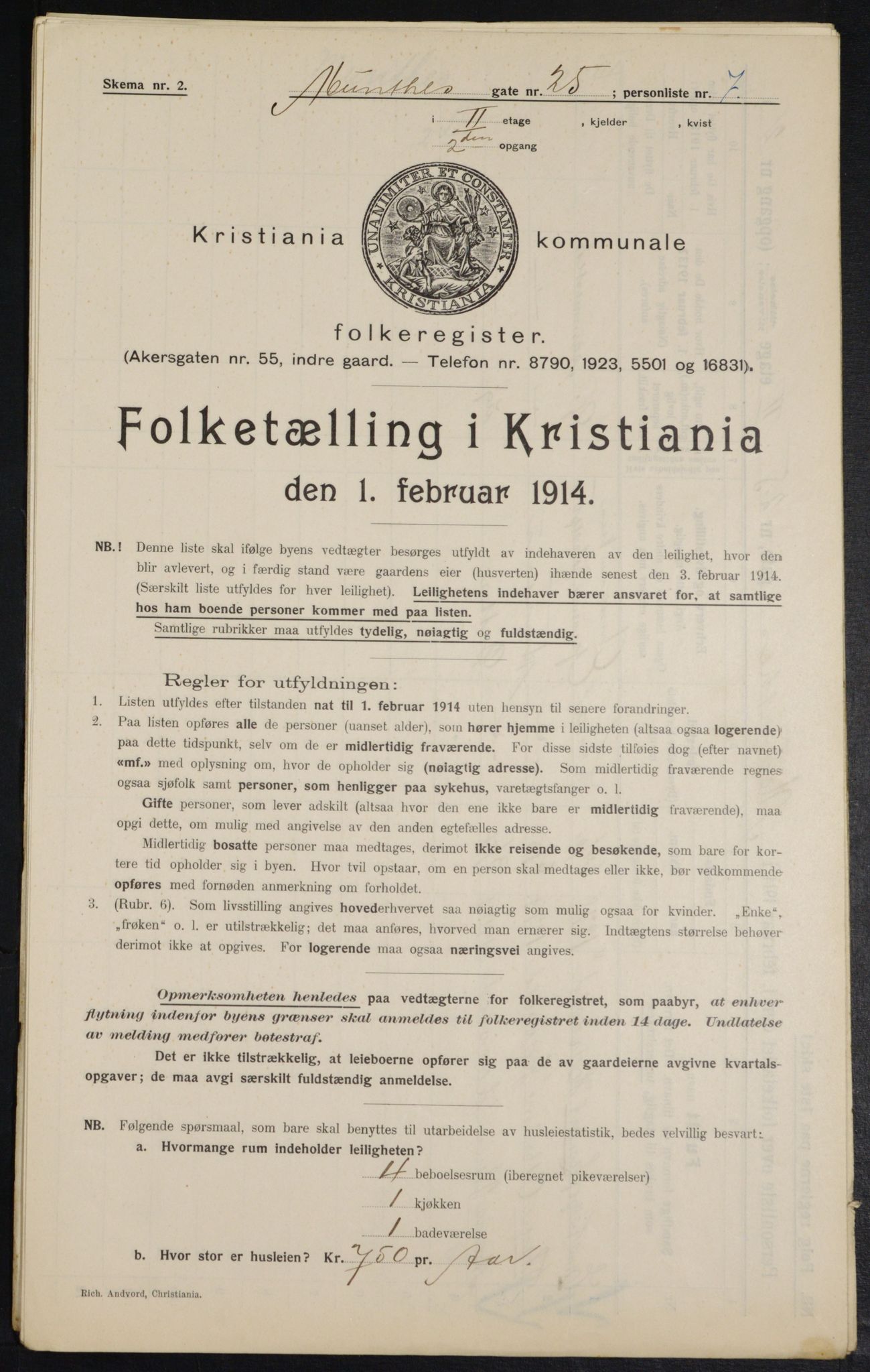 OBA, Kommunal folketelling 1.2.1914 for Kristiania, 1914, s. 68102