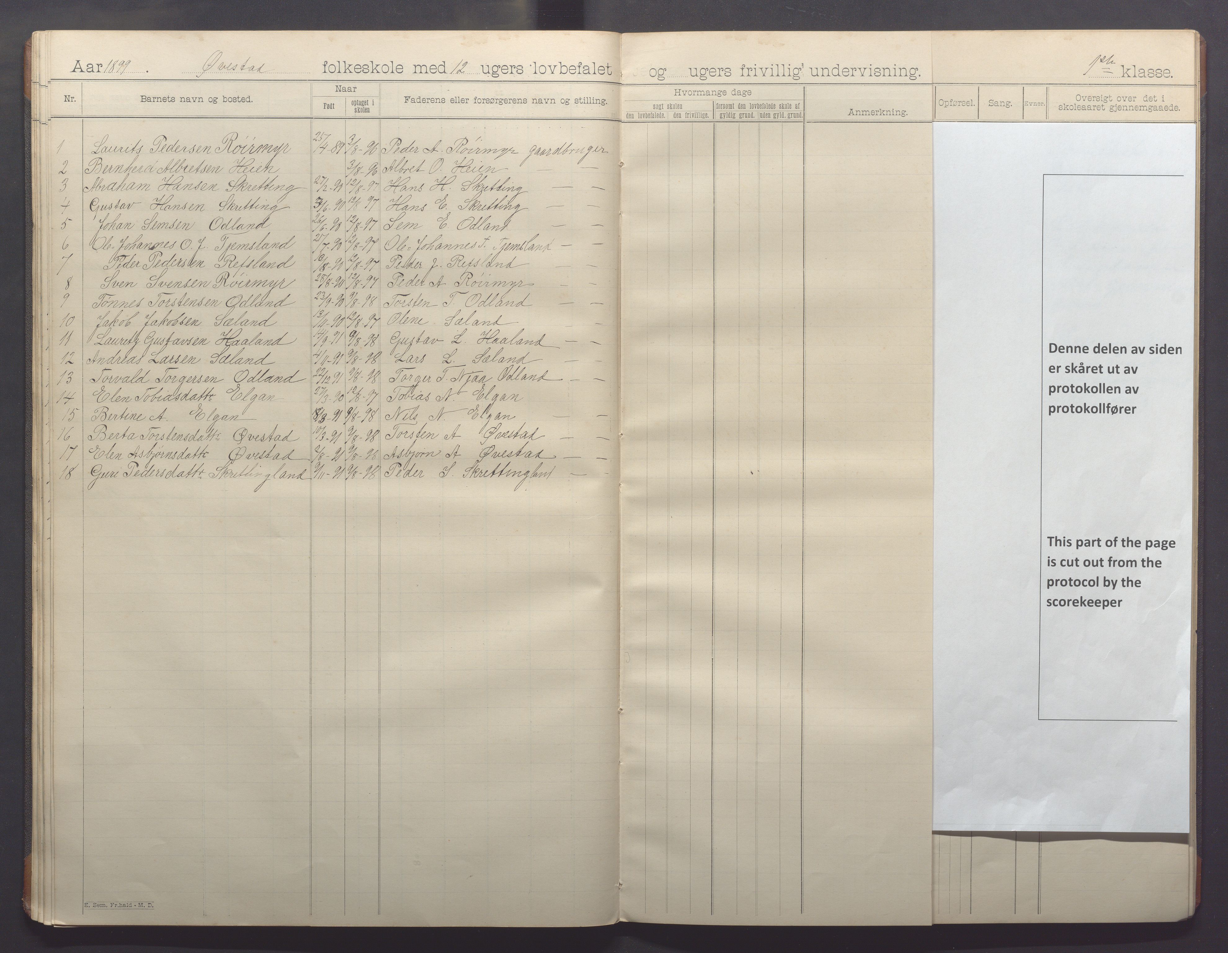 Varhaug kommune- Lerbrekk skule, IKAR/K-100961/H/L0001: Skuleprotokoll, 1892-1902, s. 33