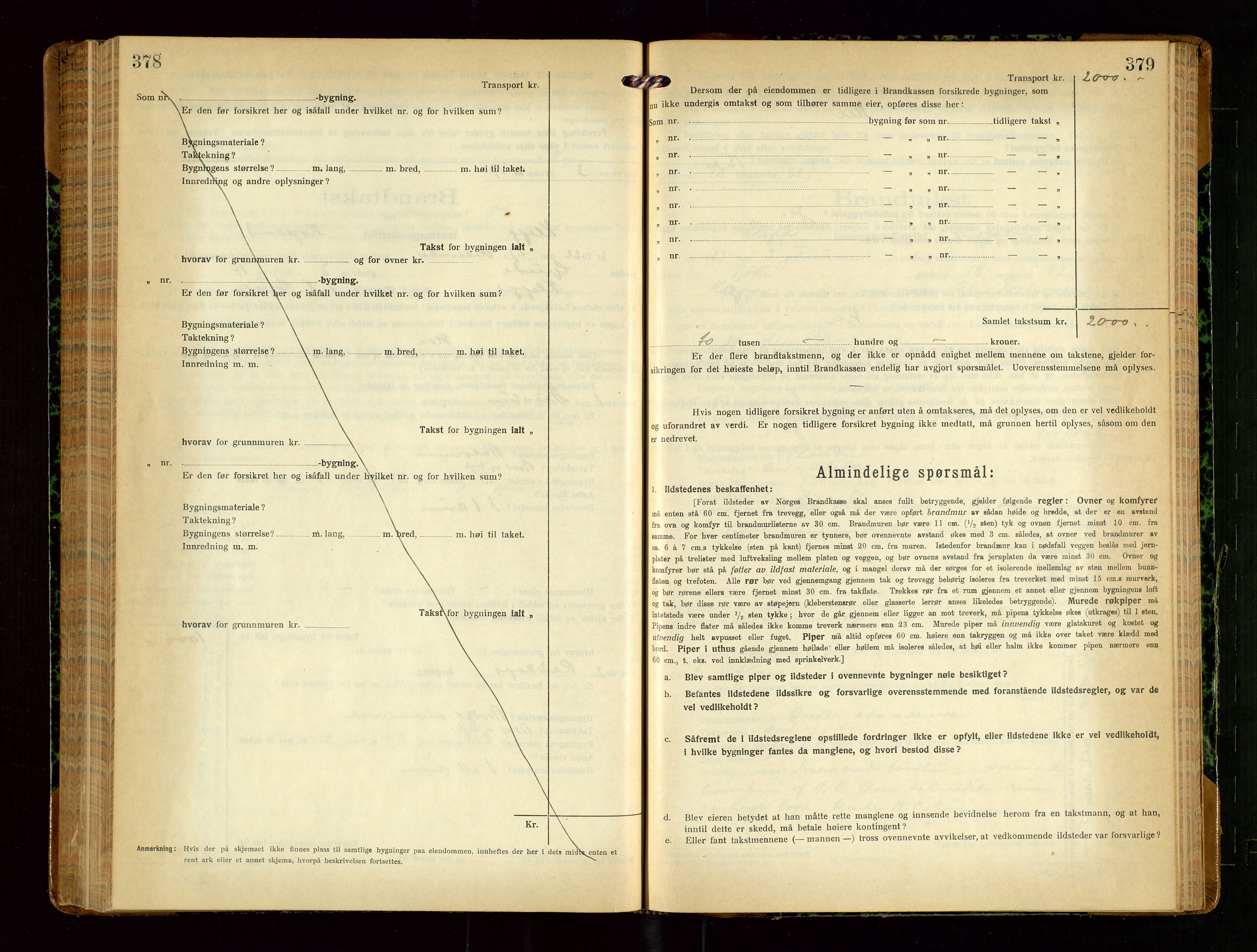 Klepp lensmannskontor, SAST/A-100163/Goc/L0010: "Brandtakstprotokoll" m/register, 1919-1924, s. 378-379