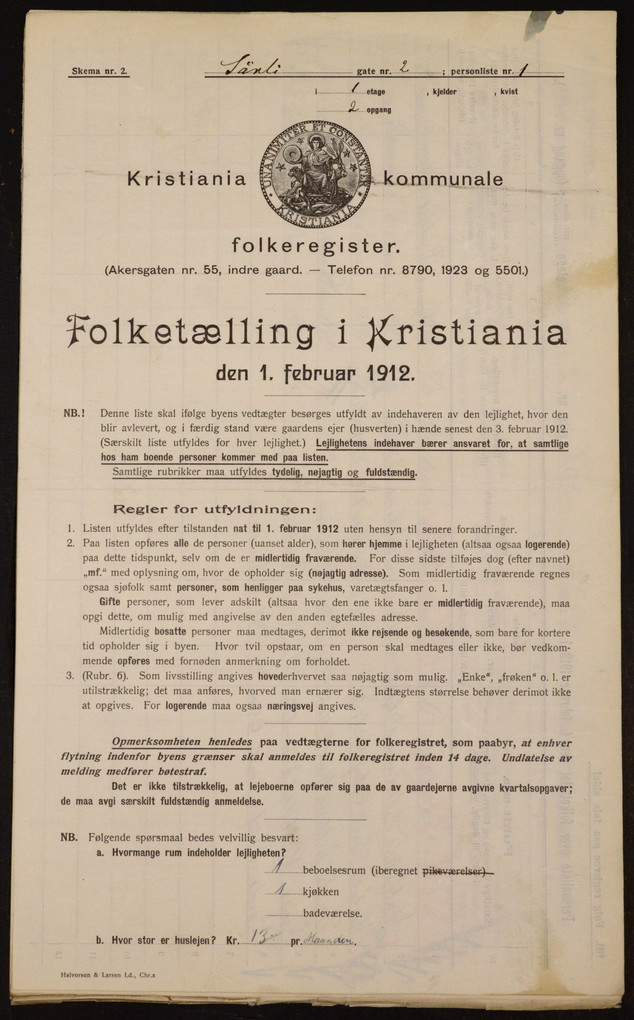 OBA, Kommunal folketelling 1.2.1912 for Kristiania, 1912, s. 106476