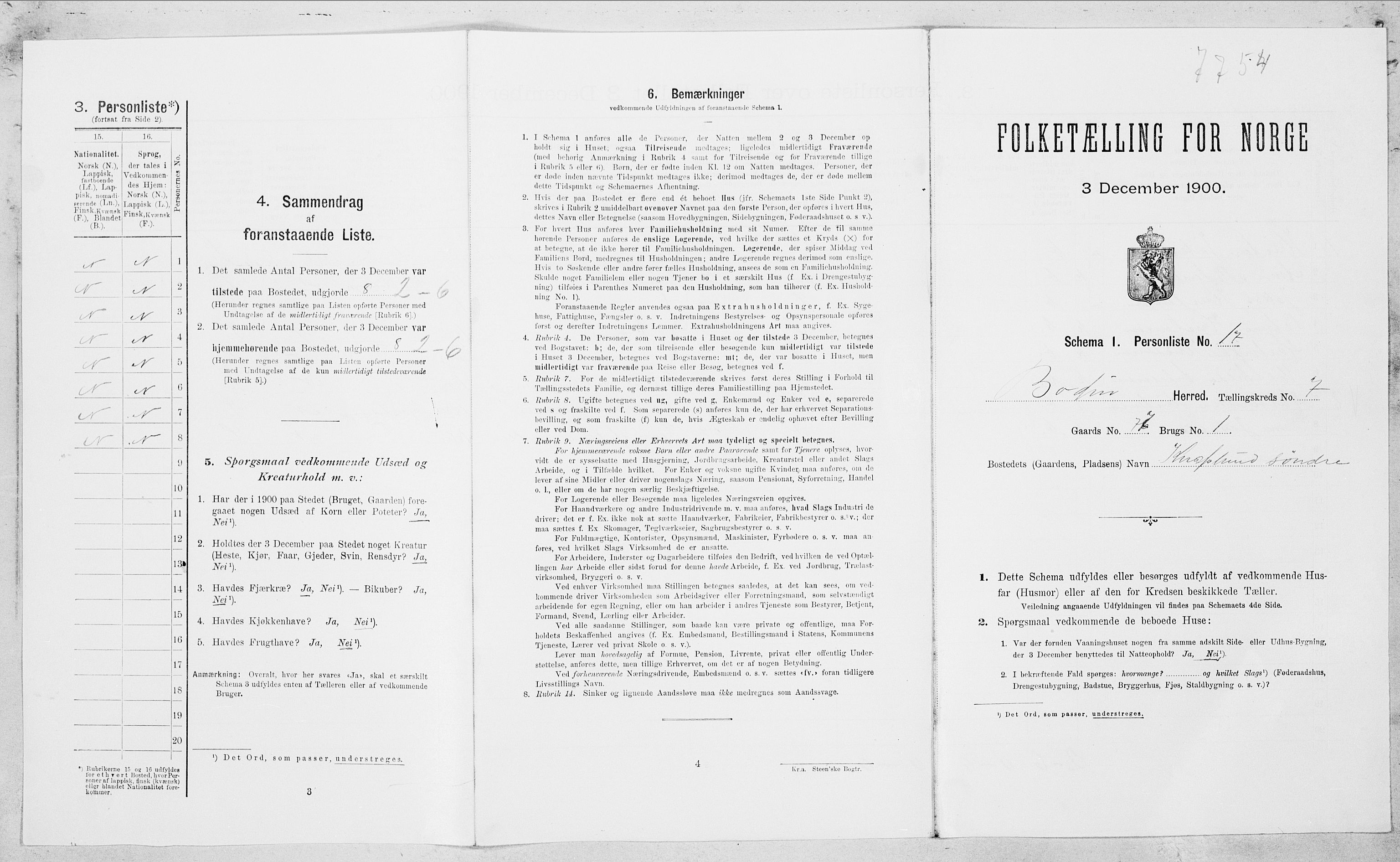 SAT, Folketelling 1900 for 1843 Bodin herred, 1900, s. 1048