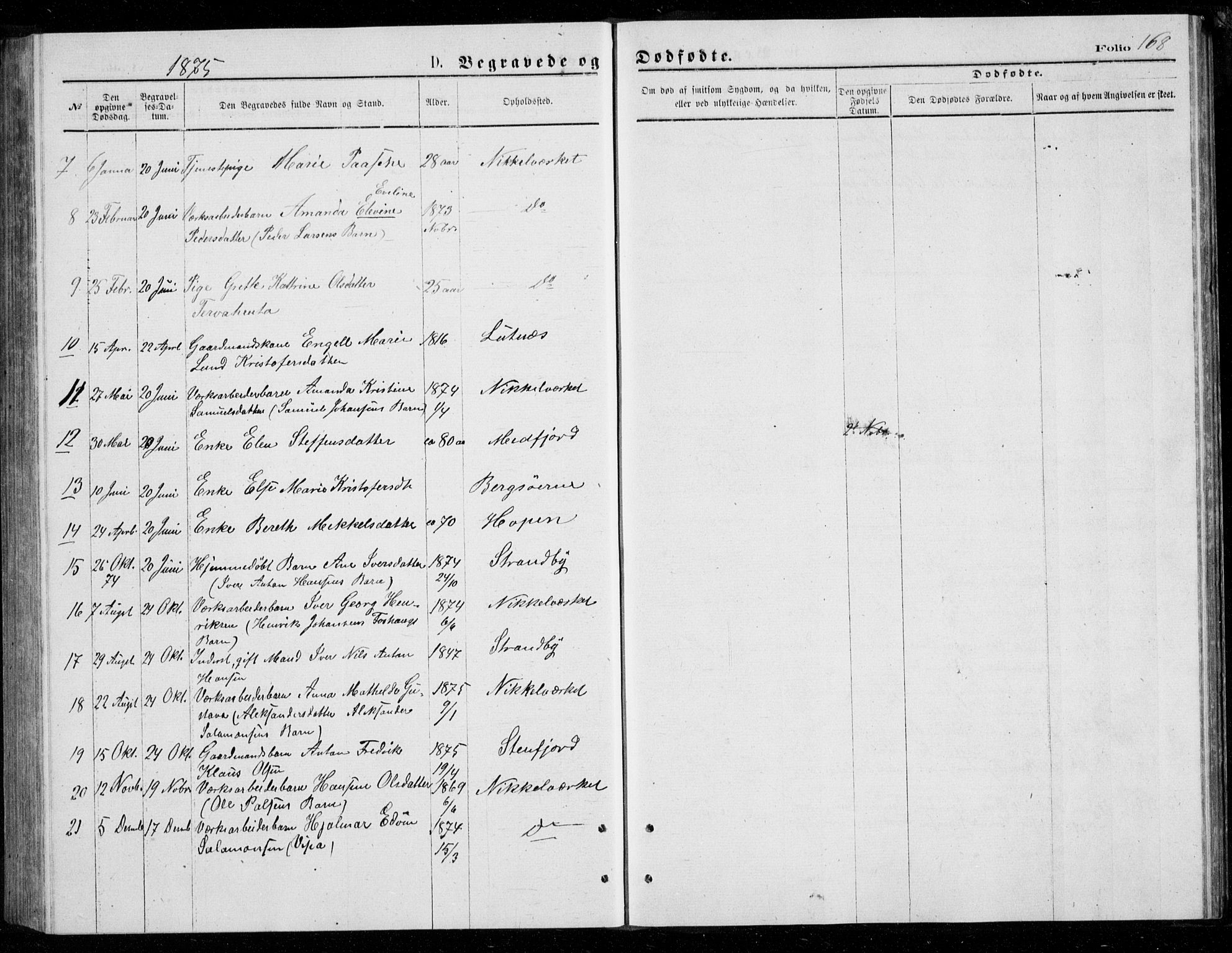 Berg sokneprestkontor, AV/SATØ-S-1318/G/Ga/Gab/L0003klokker: Klokkerbok nr. 3, 1874-1886, s. 168