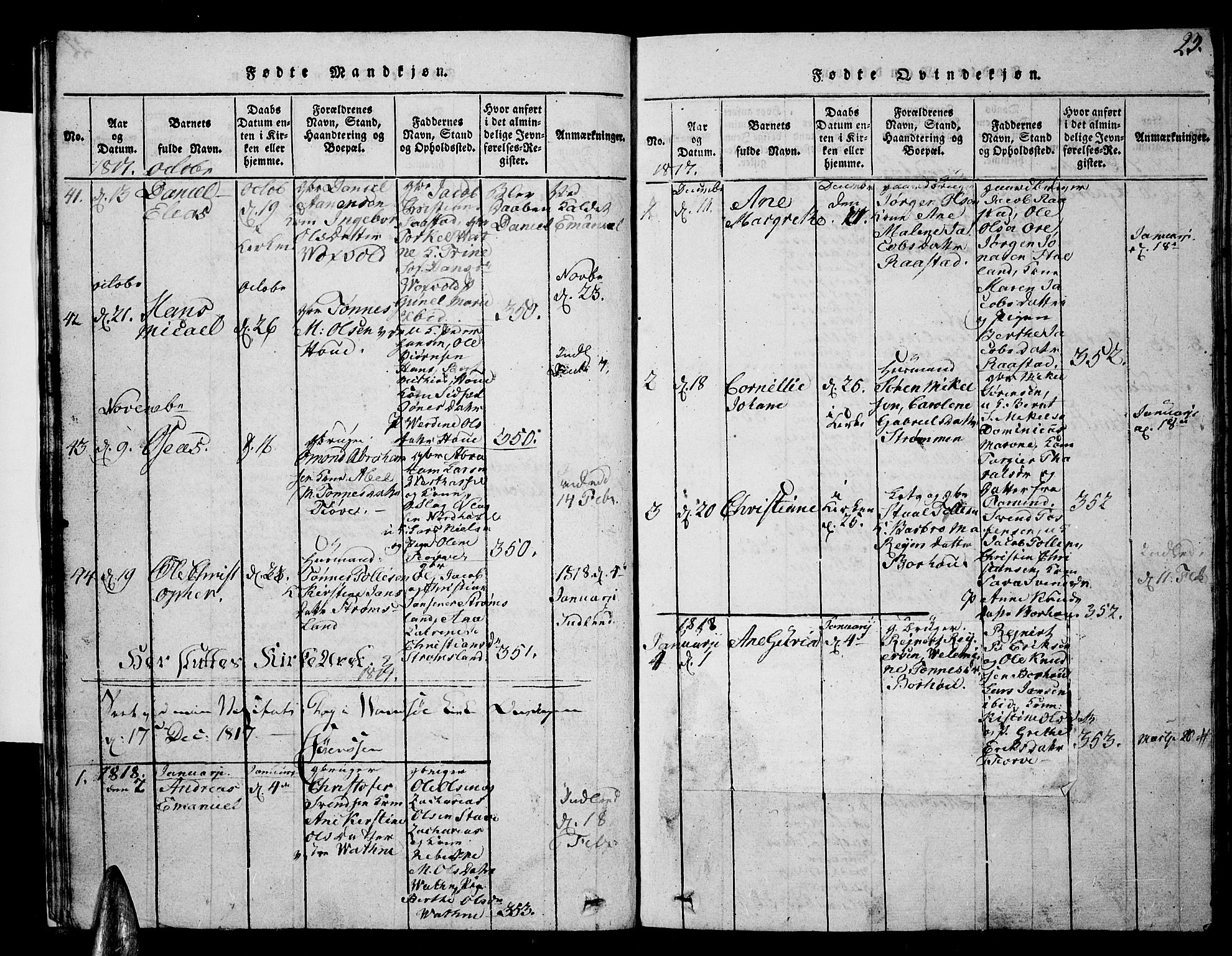 Lista sokneprestkontor, AV/SAK-1111-0027/F/Fb/L0001: Klokkerbok nr. B 1, 1816-1832, s. 23