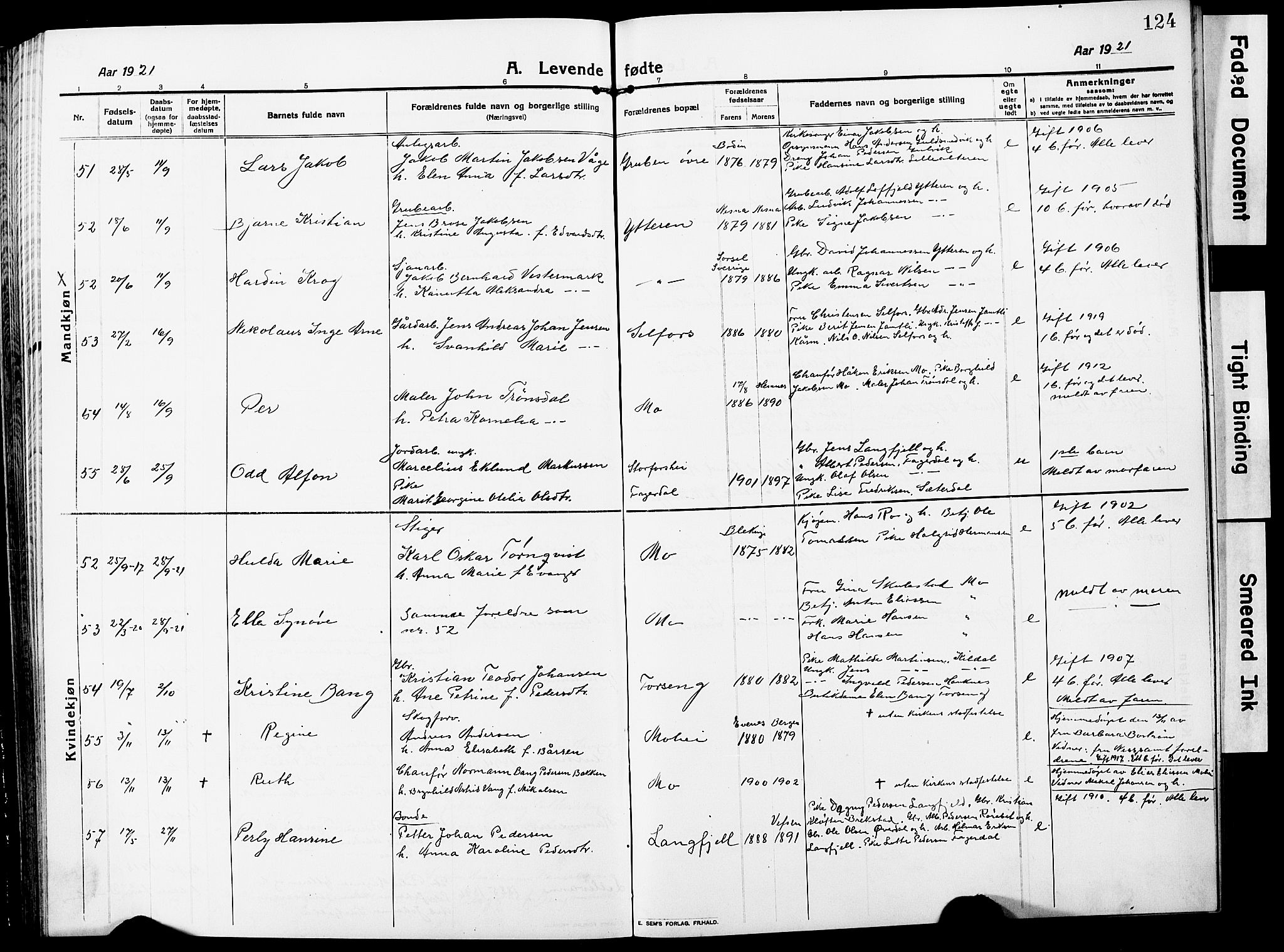 Ministerialprotokoller, klokkerbøker og fødselsregistre - Nordland, AV/SAT-A-1459/827/L0423: Klokkerbok nr. 827C12, 1912-1930, s. 124