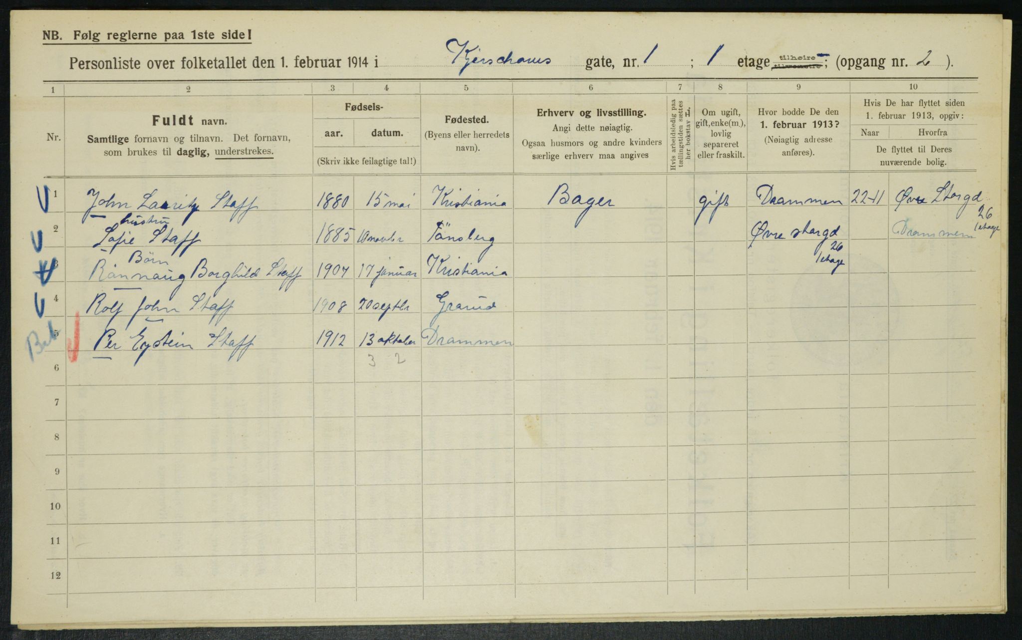 OBA, Kommunal folketelling 1.2.1914 for Kristiania, 1914, s. 49375