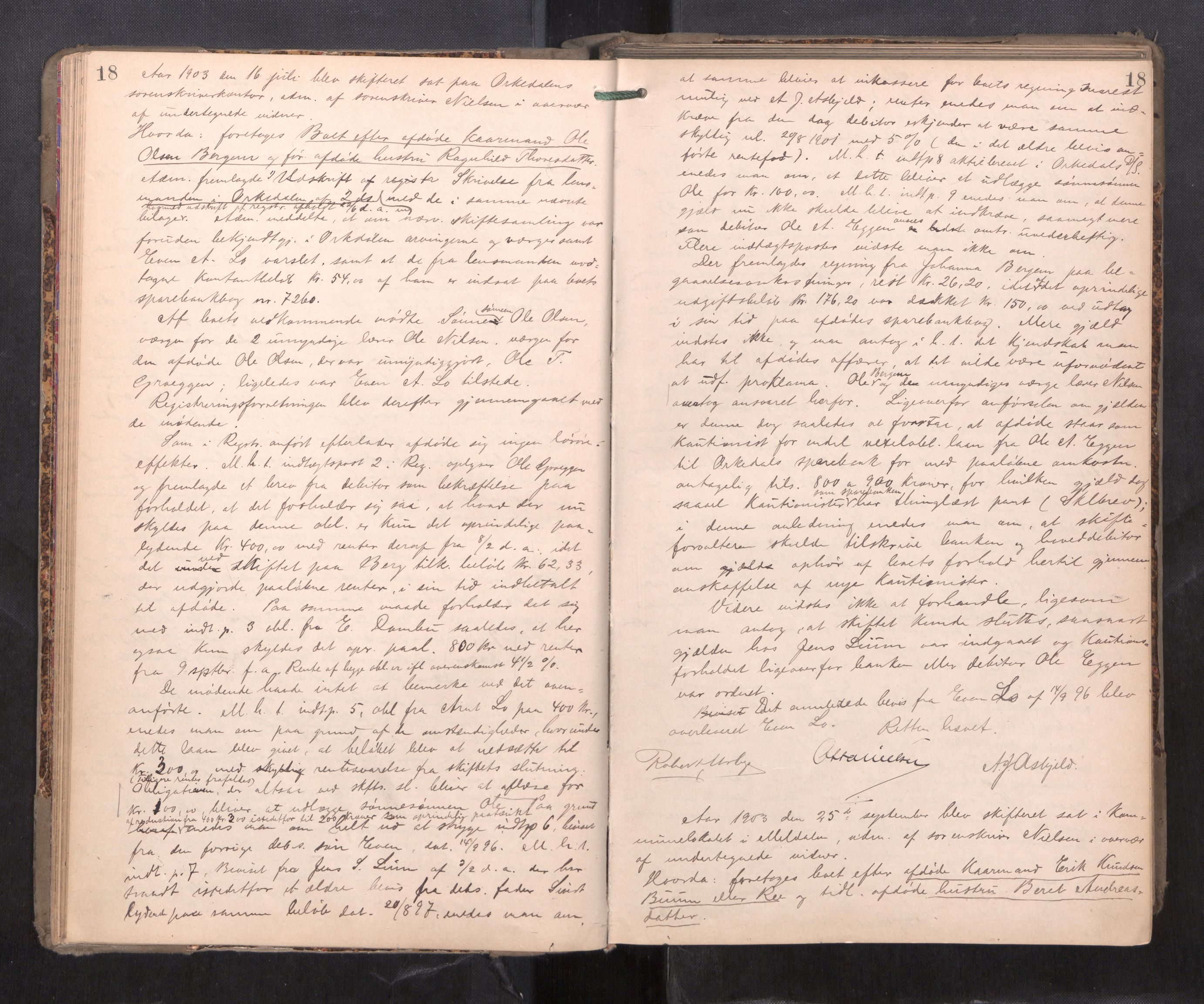 Orkdal sorenskriveri, AV/SAT-A-4169/1/3/3B/L0011: Skiftebehandlingsprotokoll, 1902-1914, s. 18