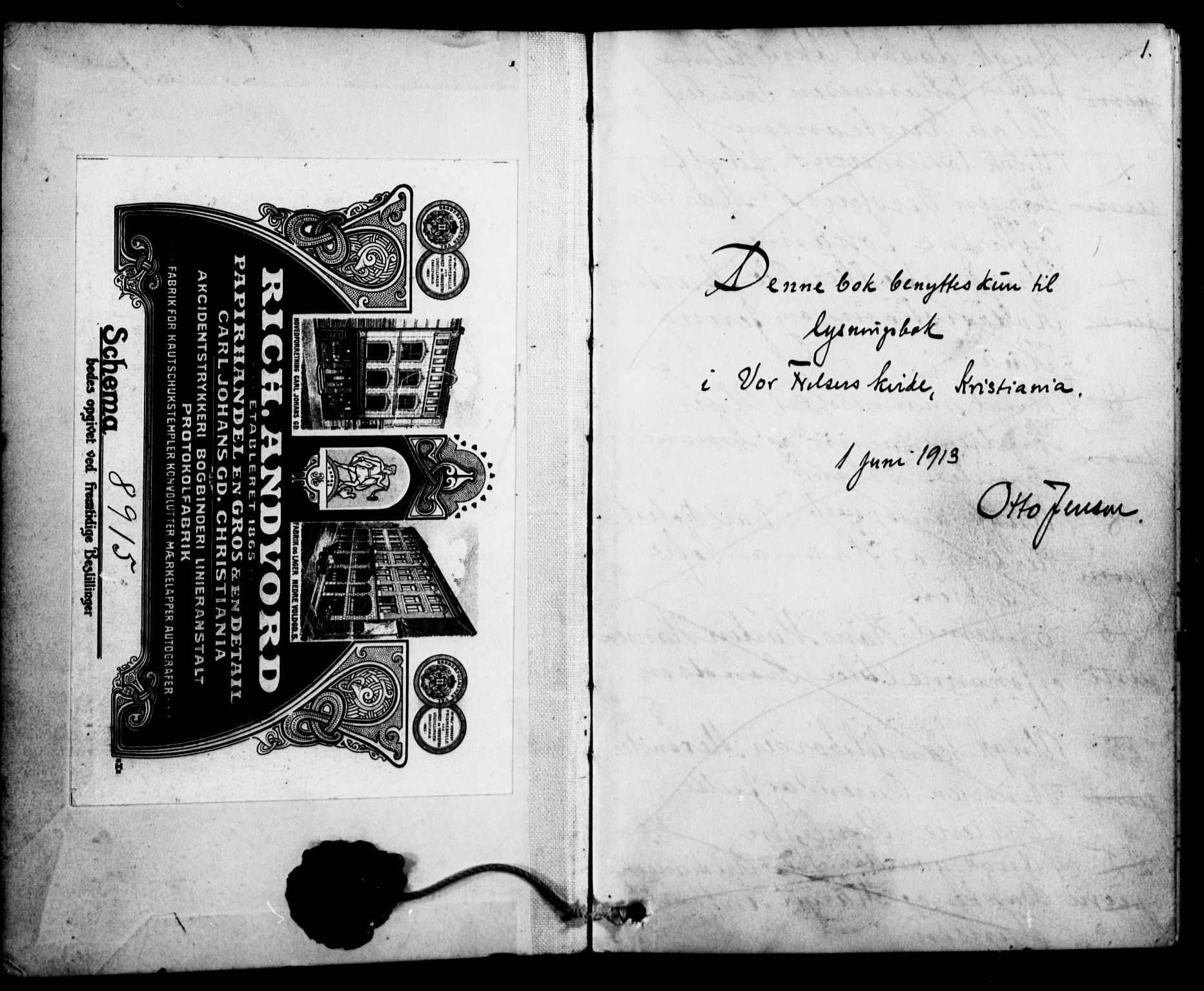 Oslo domkirke Kirkebøker, SAO/A-10752/H/Ha/L0005: Lysningsprotokoll nr. 5, 1913-1919, s. 1