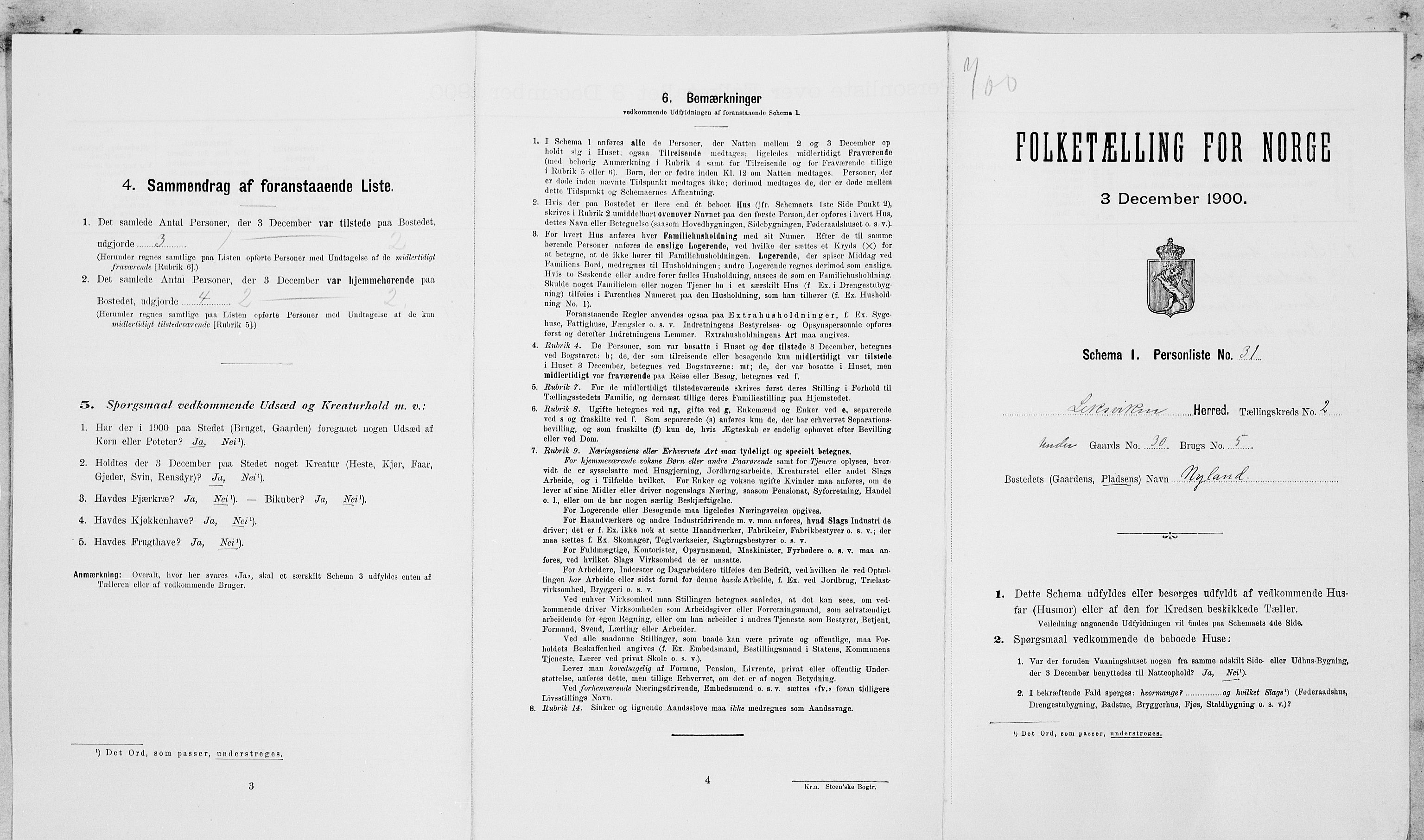 SAT, Folketelling 1900 for 1718 Leksvik herred, 1900, s. 222