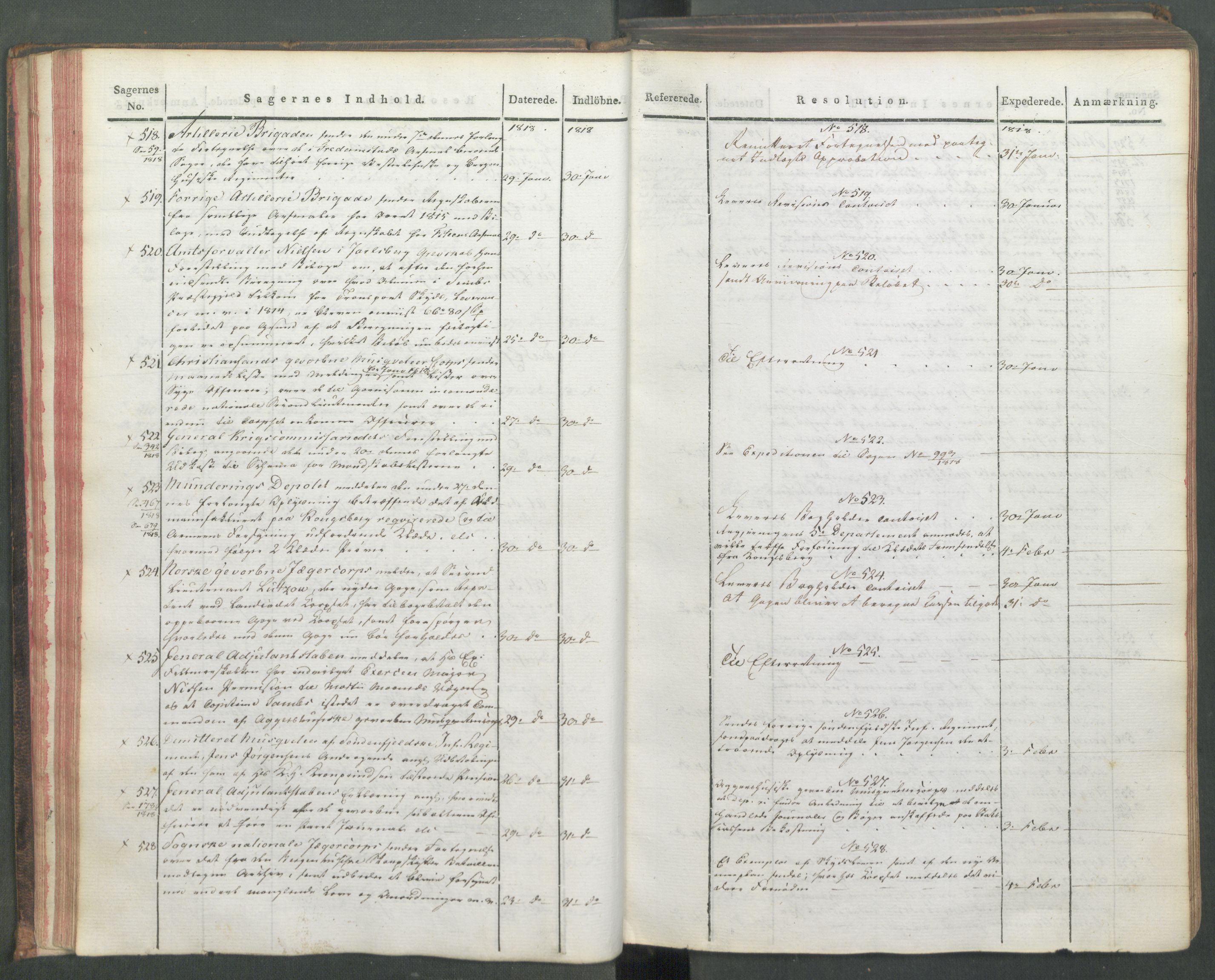 Armédepartementet, AV/RA-RAFA-3493/C/Ca/L0015: 6. Departements Journal, 1818