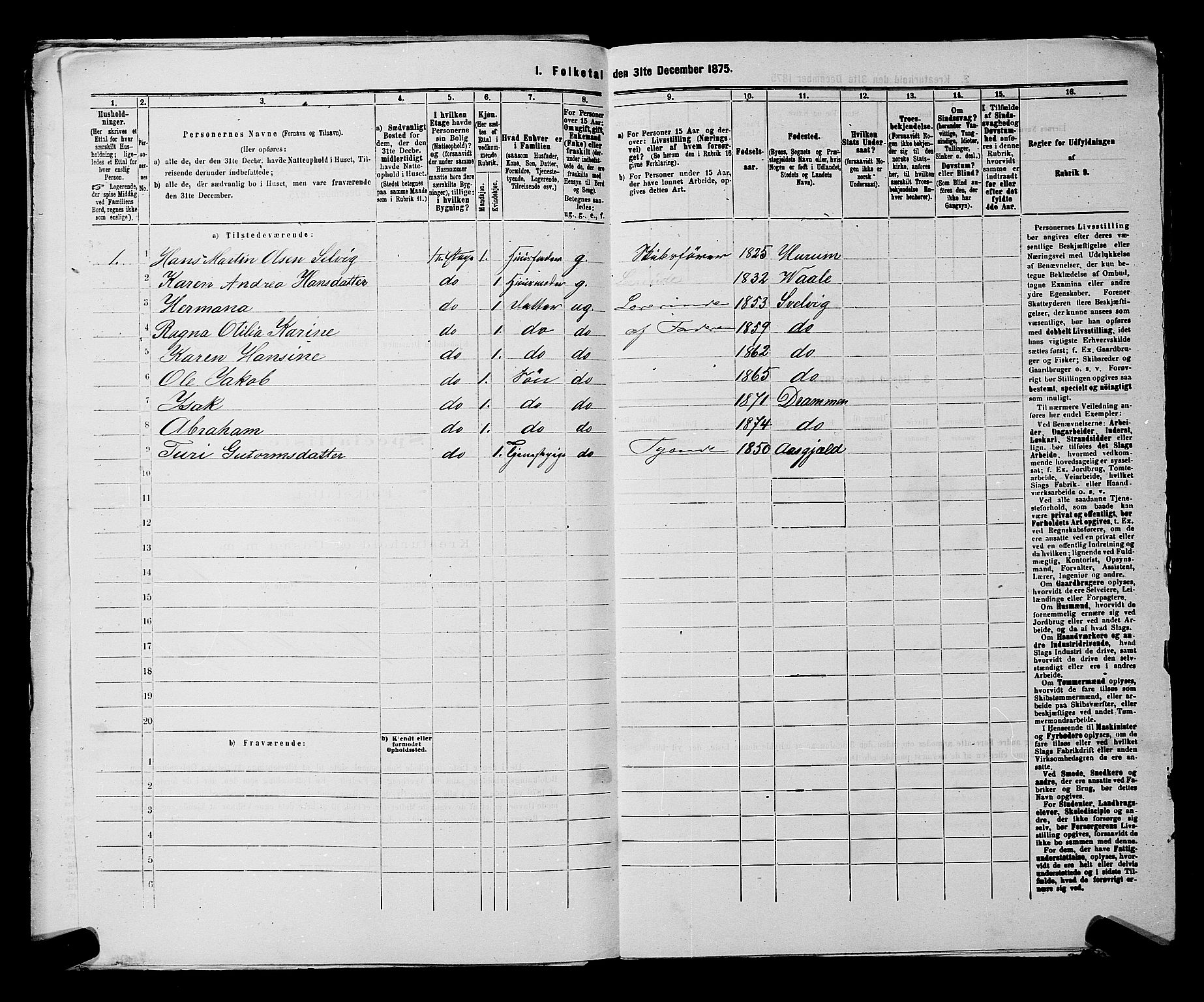 SAKO, Folketelling 1875 for 0602 Drammen kjøpstad, 1875, s. 1611