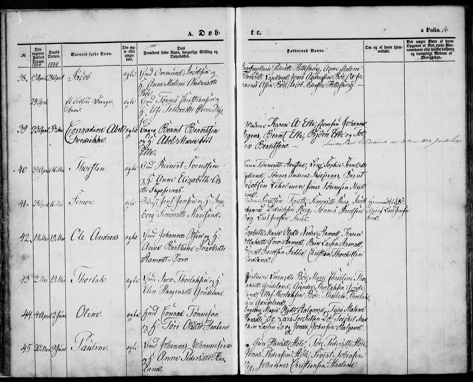 Sokndal sokneprestkontor, AV/SAST-A-101808: Ministerialbok nr. A 8.1, 1842-1857, s. 16