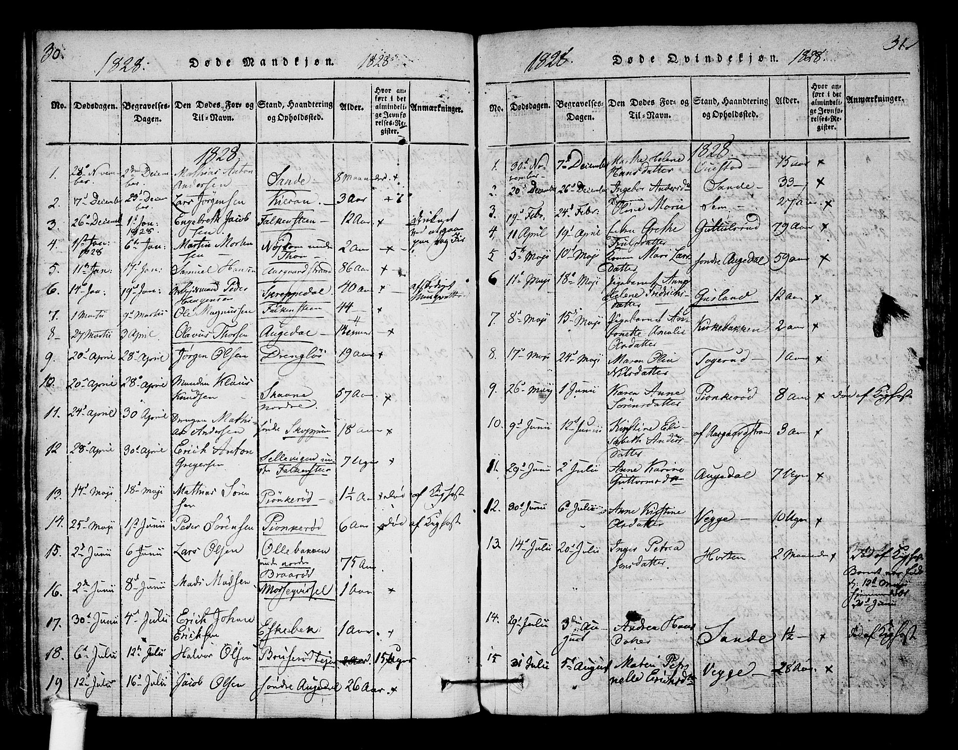 Borre kirkebøker, AV/SAKO-A-338/F/Fa/L0004: Ministerialbok nr. I 4, 1815-1845, s. 30-31