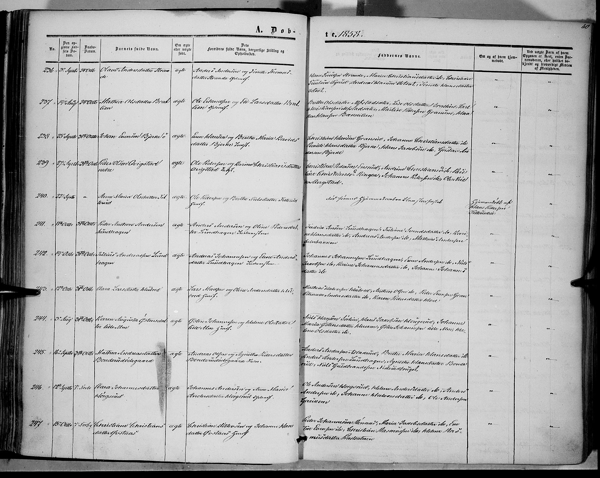 Vestre Toten prestekontor, SAH/PREST-108/H/Ha/Haa/L0006: Ministerialbok nr. 6, 1856-1861, s. 60